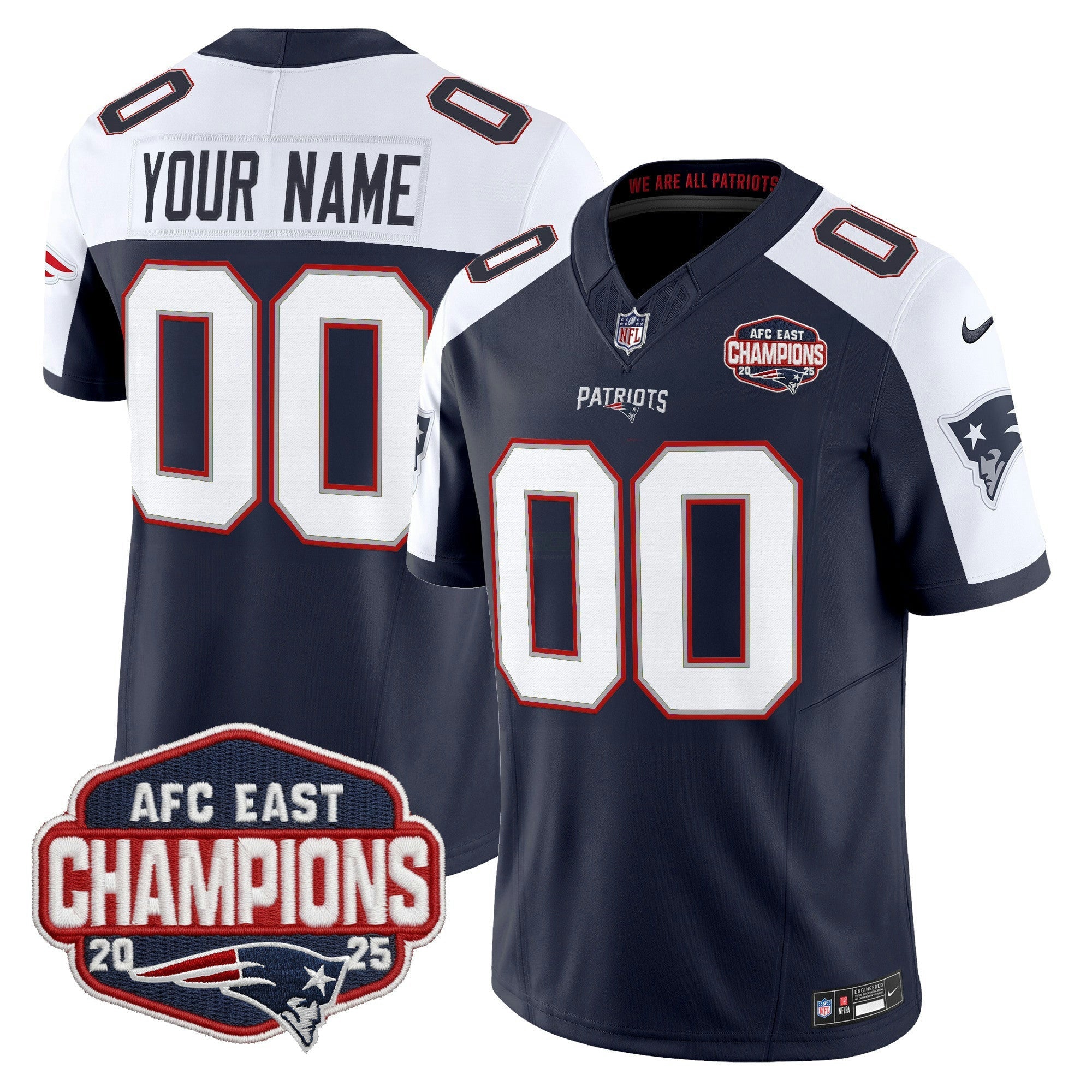 Camisa NFL New England 2025 AFC East Division Champions Vapor Limited Jersey