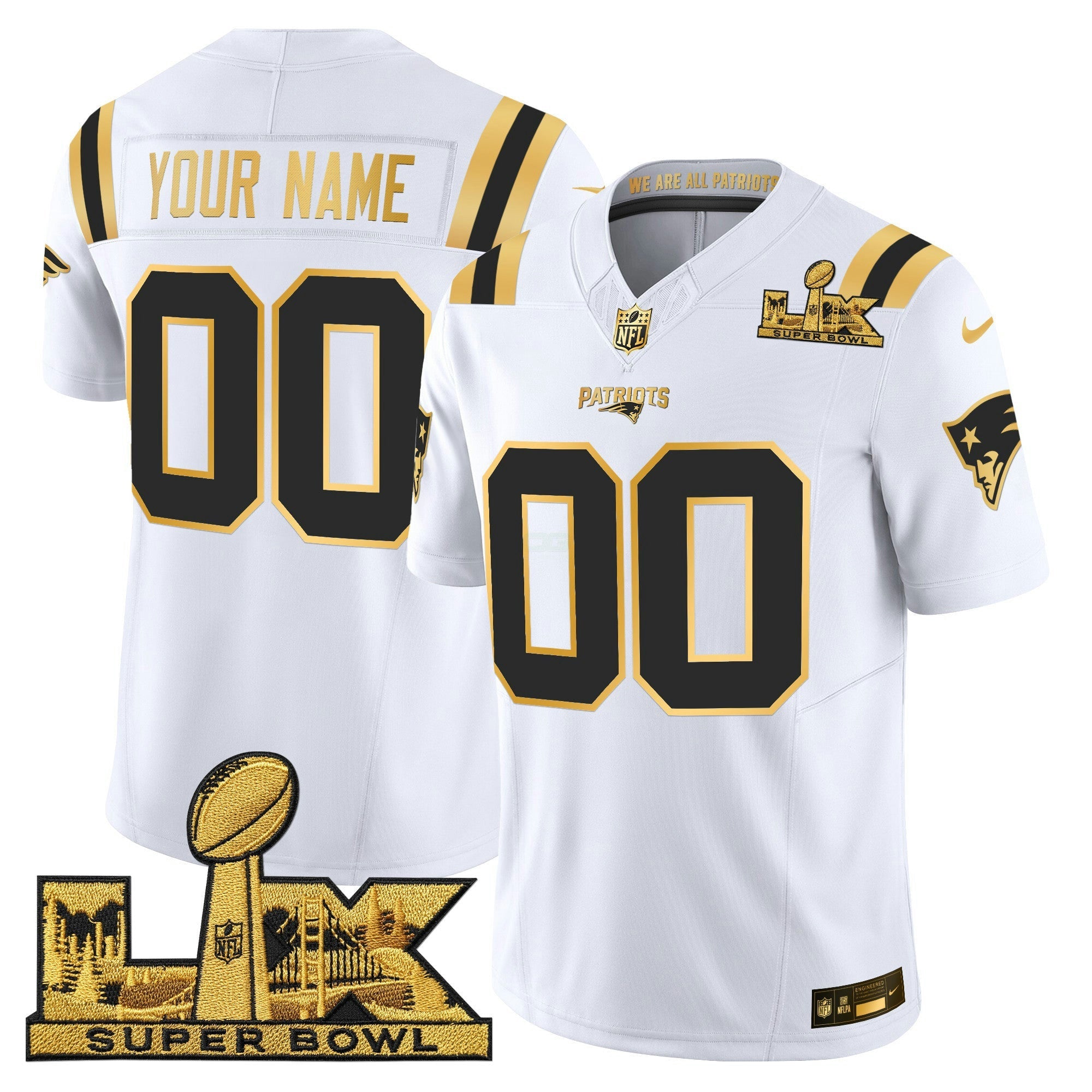 Camisa NFL New England Super Bowl LX Dourada Vapor Limited Jersey