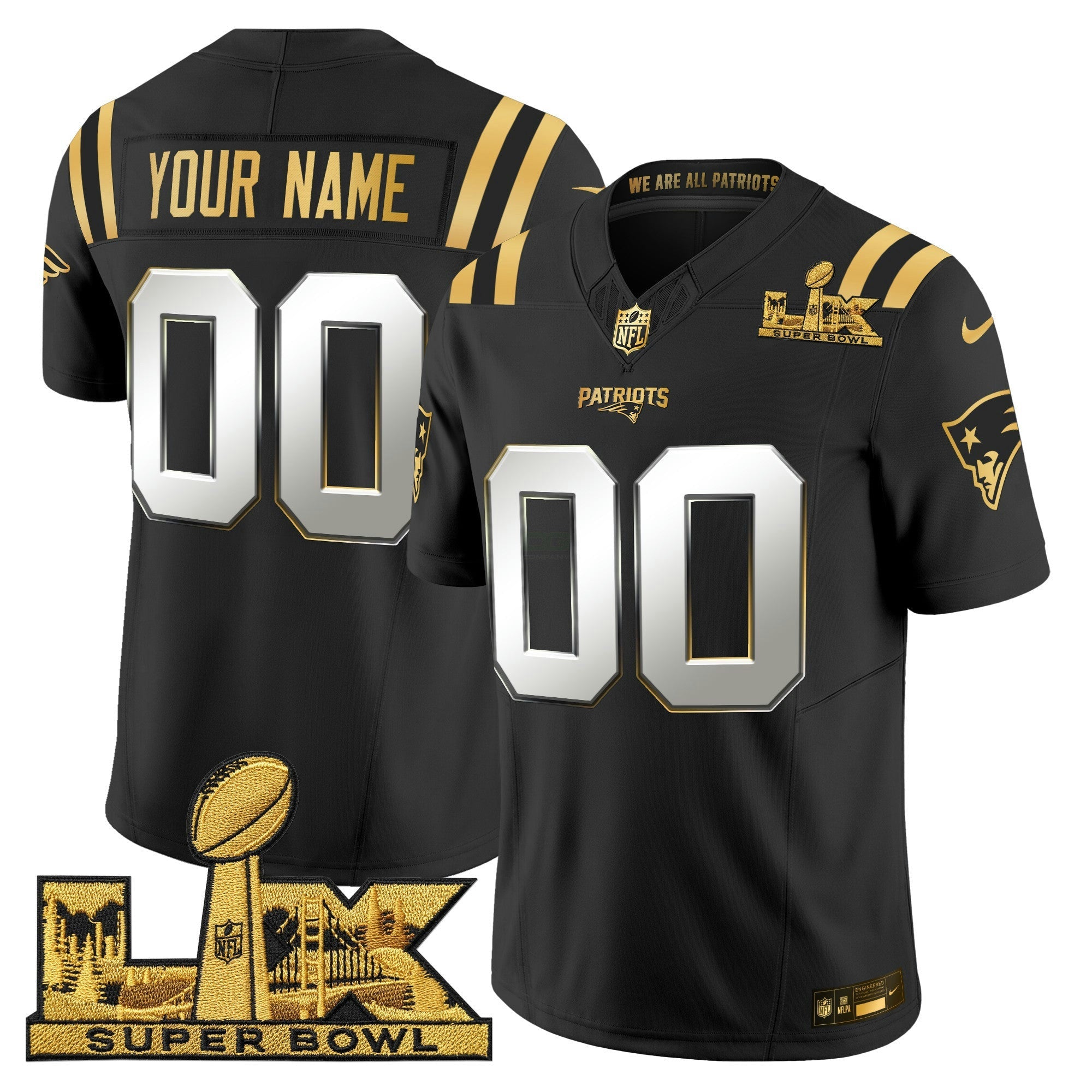 Camisa NFL New England Super Bowl LX Dourada Vapor Limited Jersey