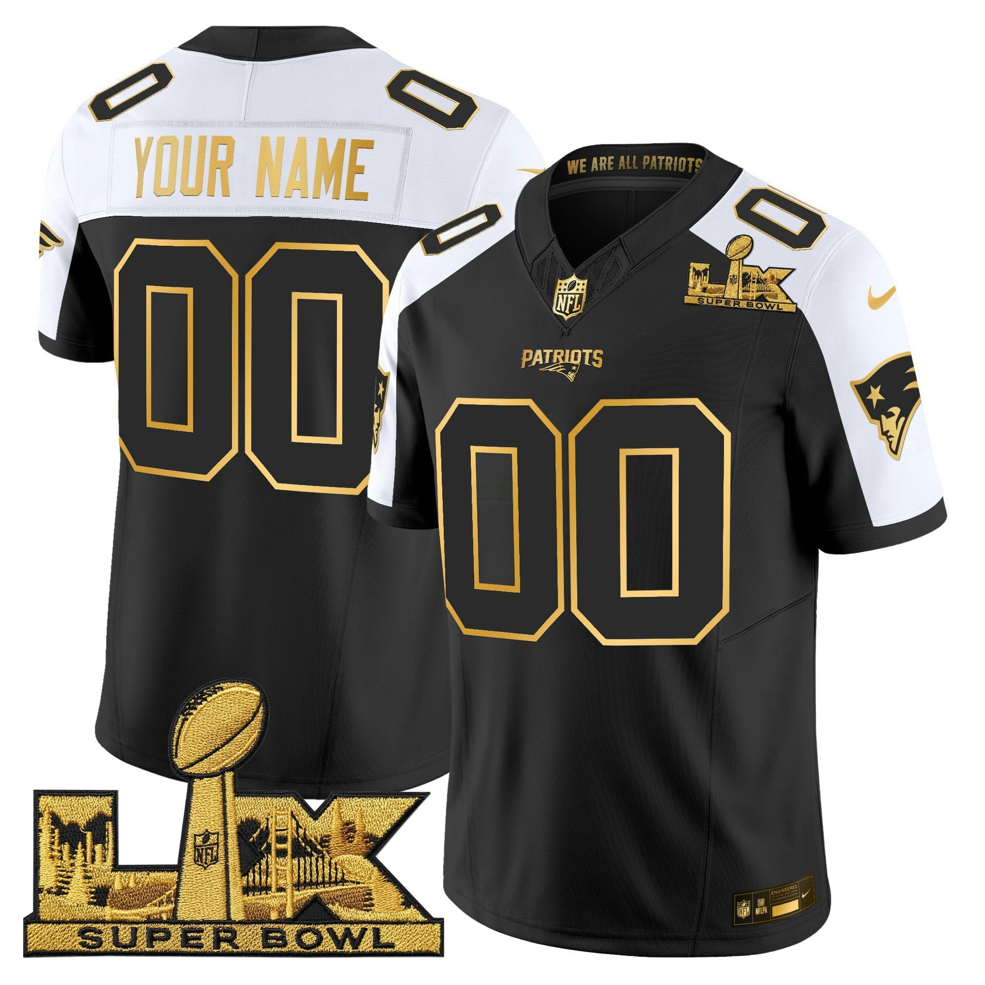 Camisa NFL New England Super Bowl LX Dourada Vapor Limited Jersey
