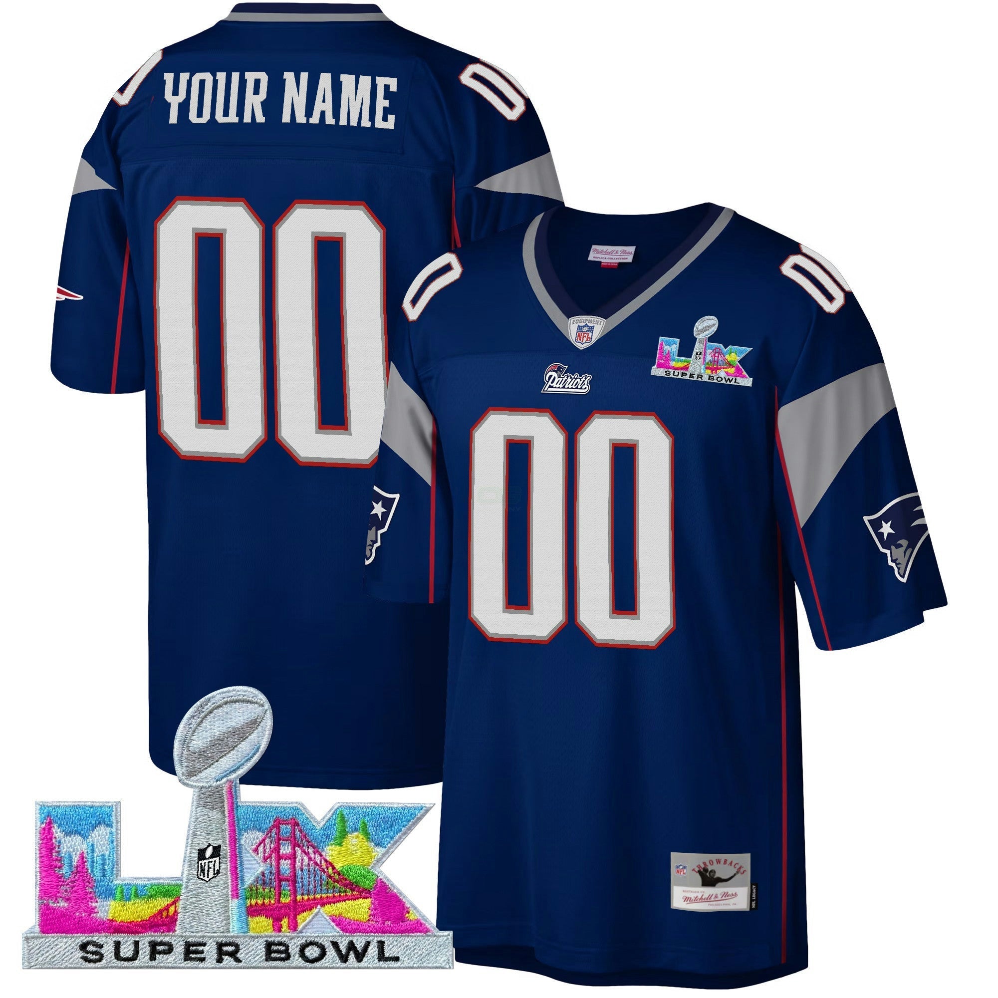Camisa NFL New England Super Bowl LX Throwback Jersey