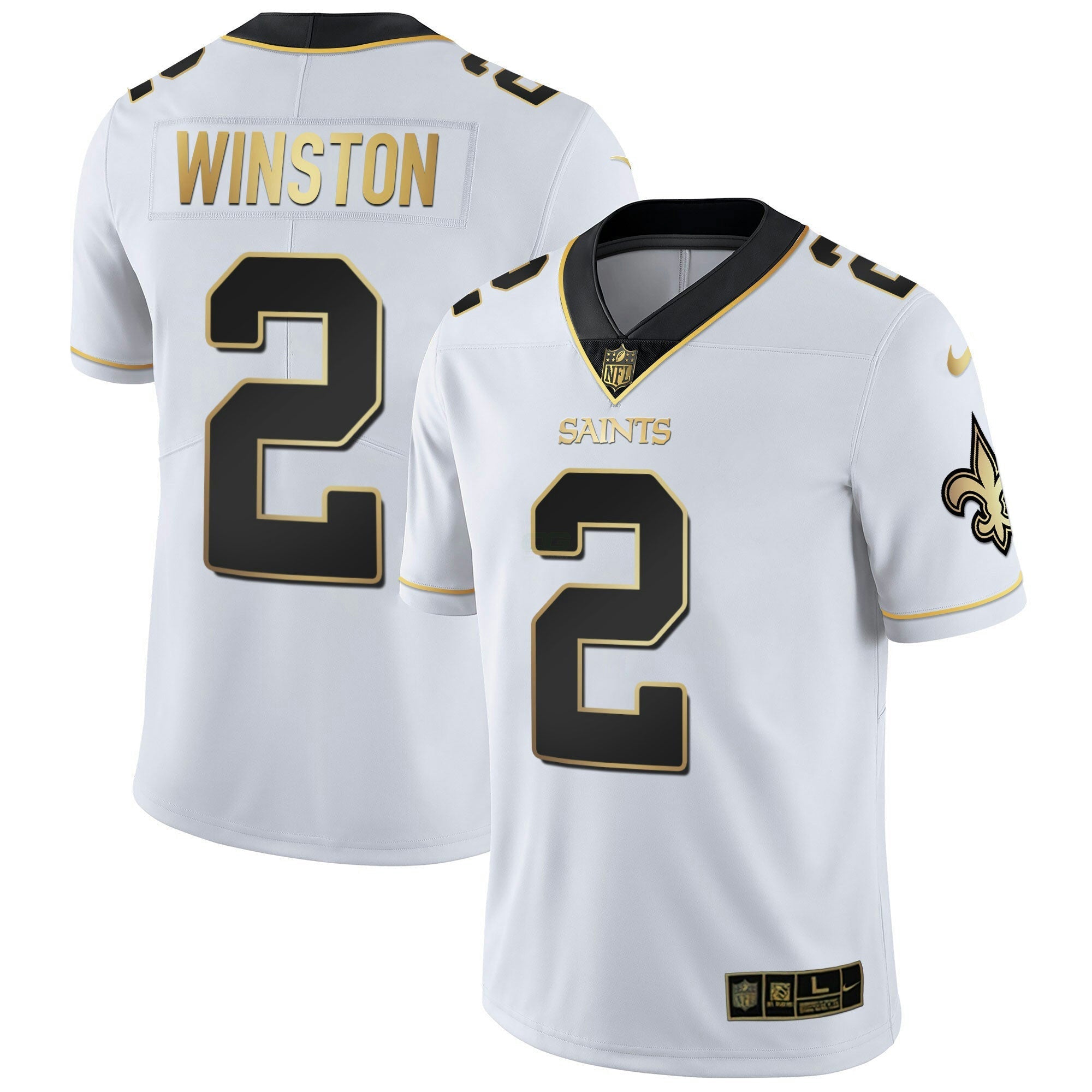 Camisa NFL New Orleans Vapor Untouchable Branca Dourada Limited Player Jersey