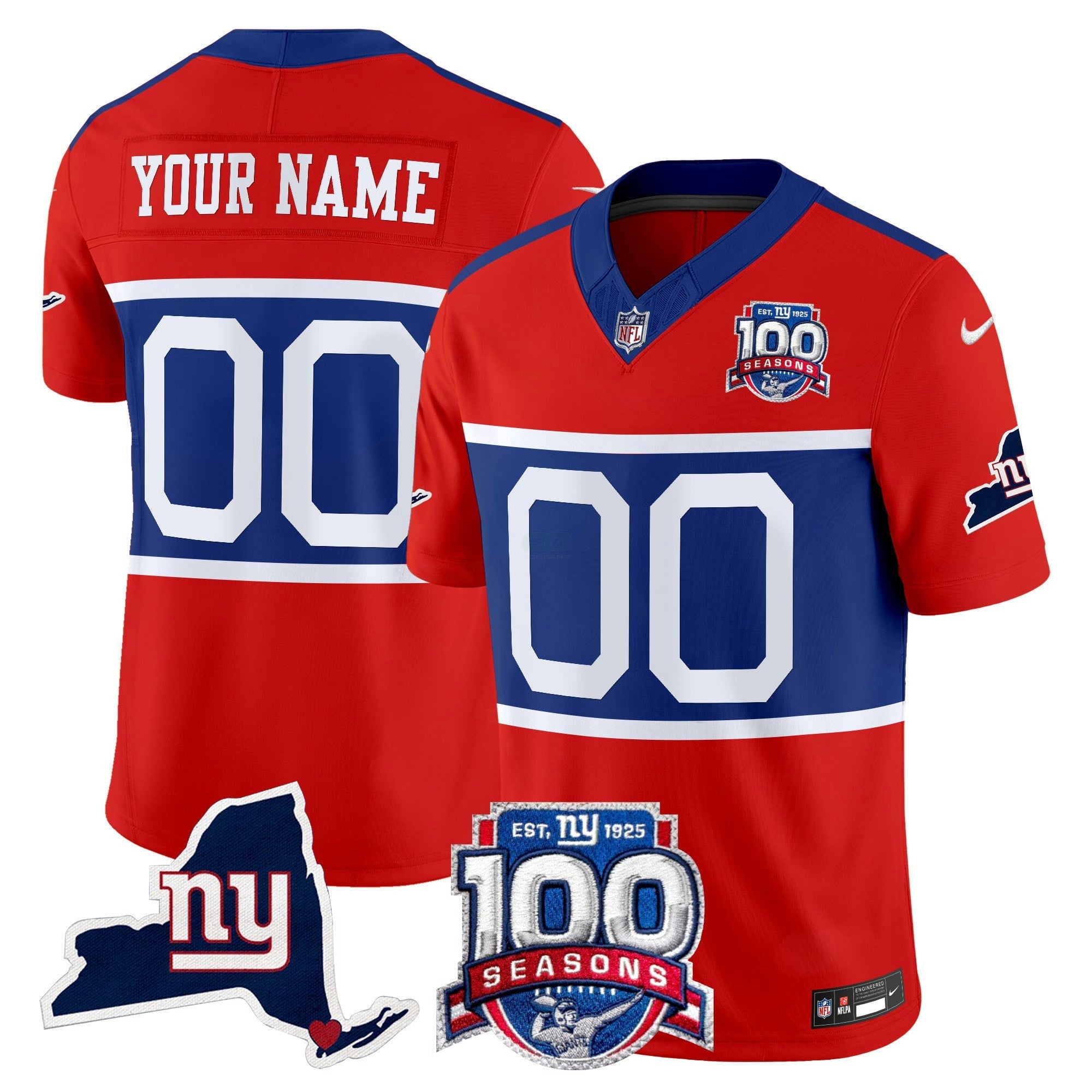 Camisa NFL New York ‘Century Red’ 100th Commemorative Vapor Jersey V2