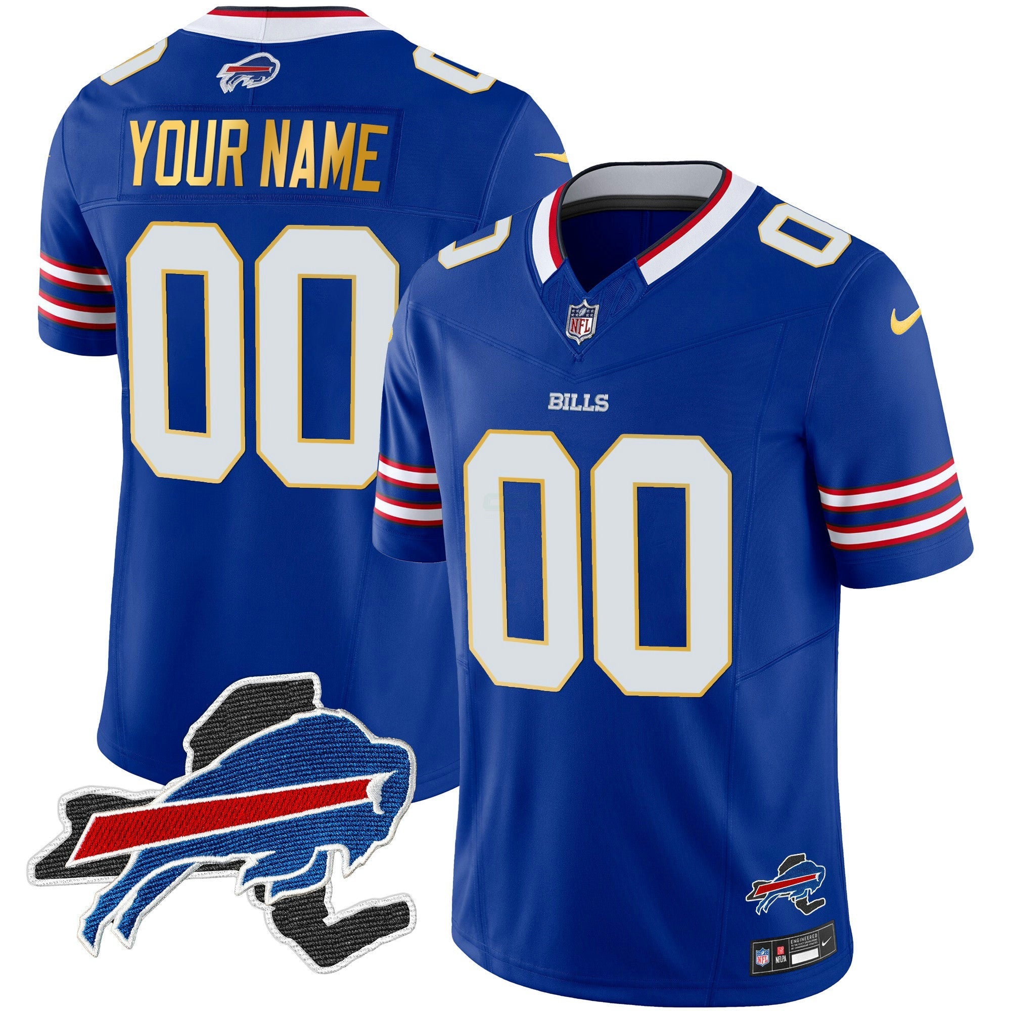 Camisa NFL New York Patch Dourada Trim Vapor Jersey