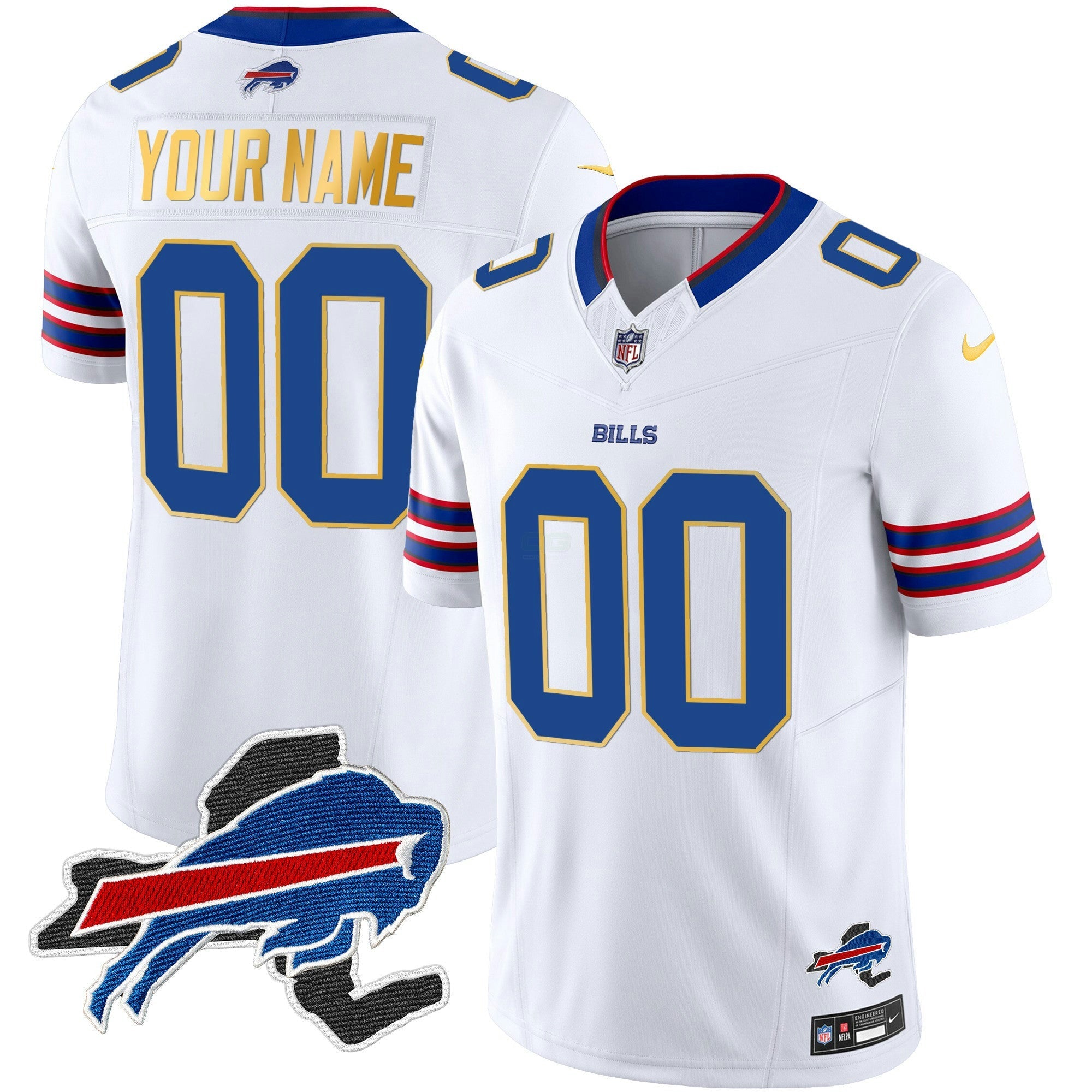 Camisa NFL New York Patch Dourada Trim Vapor Jersey