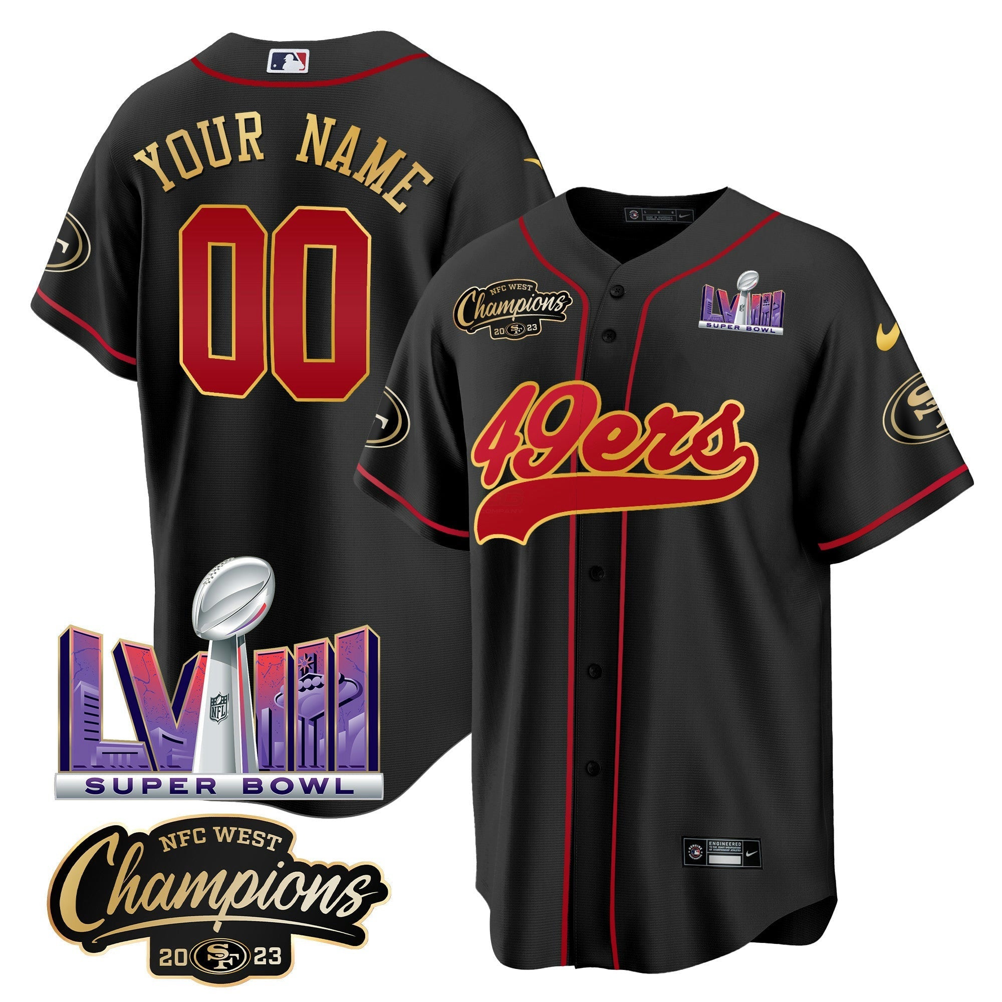 Camisa NFL NFC West Champions & Super Bowl LVIII Patch Jersey