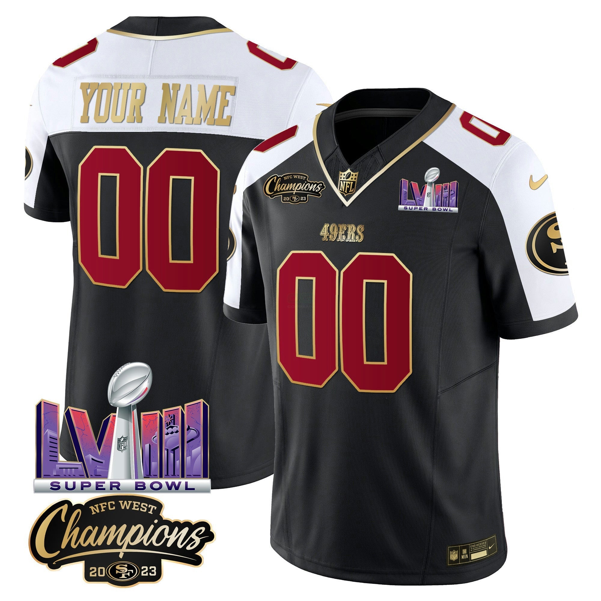 Camisa NFL NFC West Champions & Super Bowl LVIII Patch Vapor Jersey V2