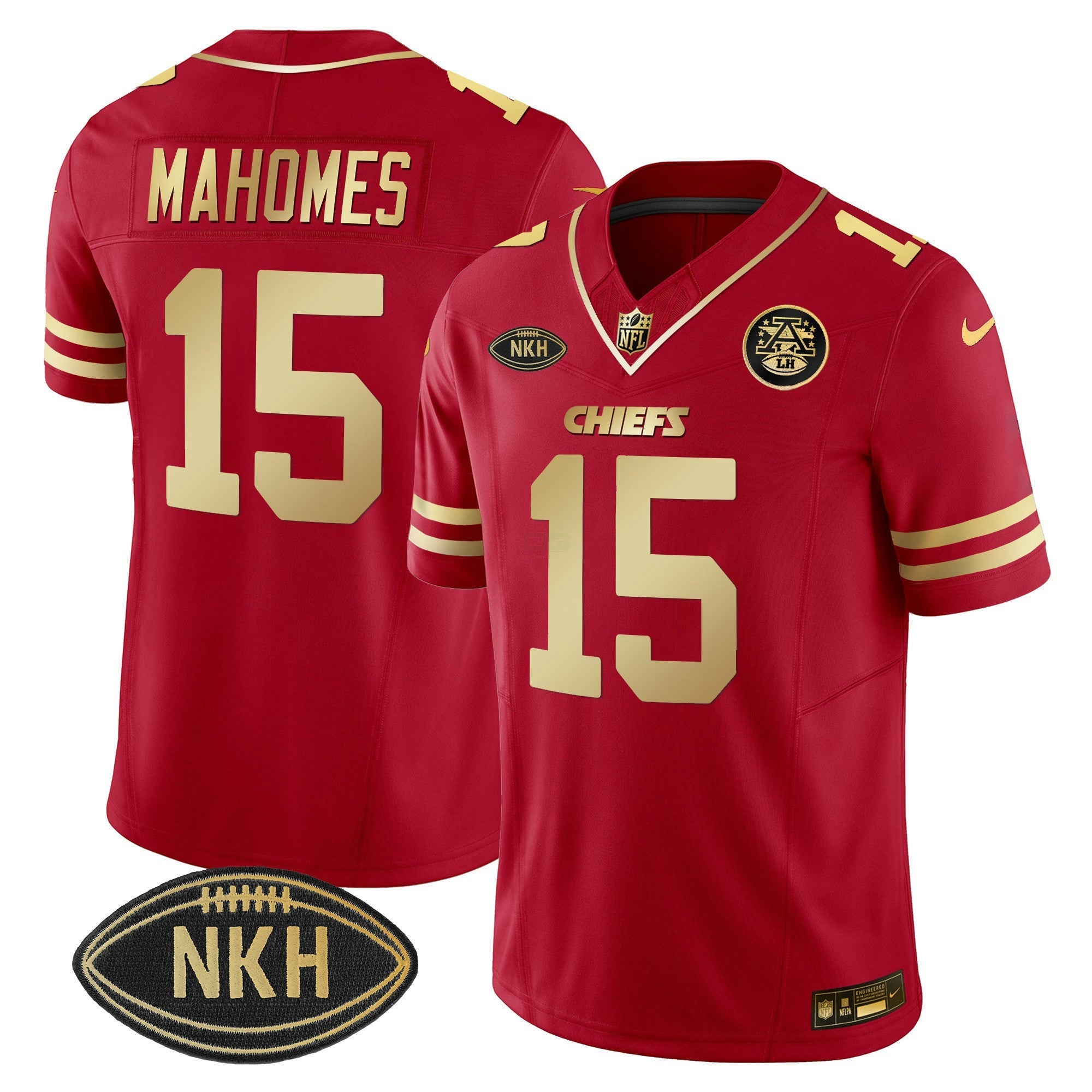 Camisa NFL NKH Patch Vermelha Dourada 2023 Vapor Limited Jersey