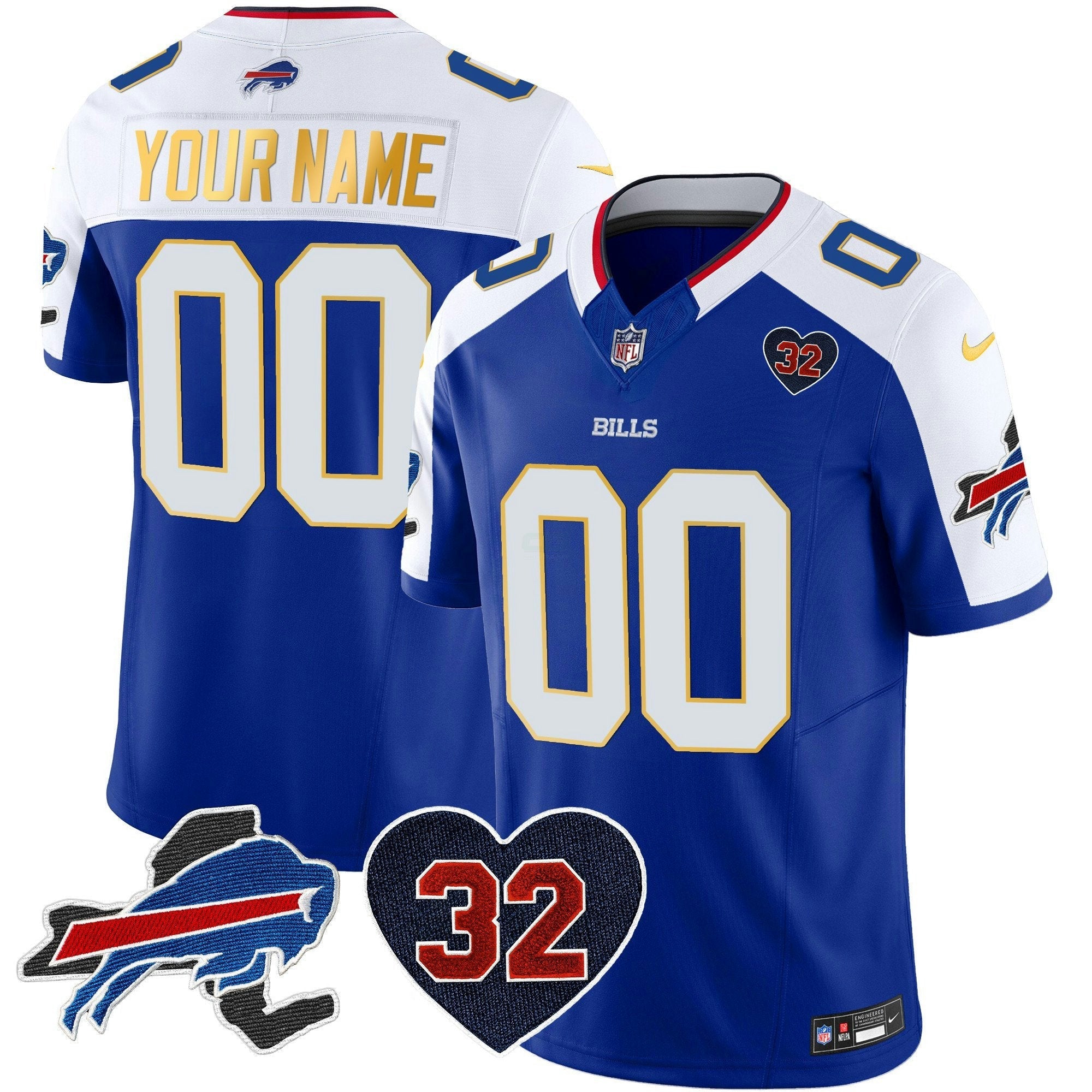 Camisa NFL O.J. Simpson Patch Dourada Trim Vapor Limited Jersey