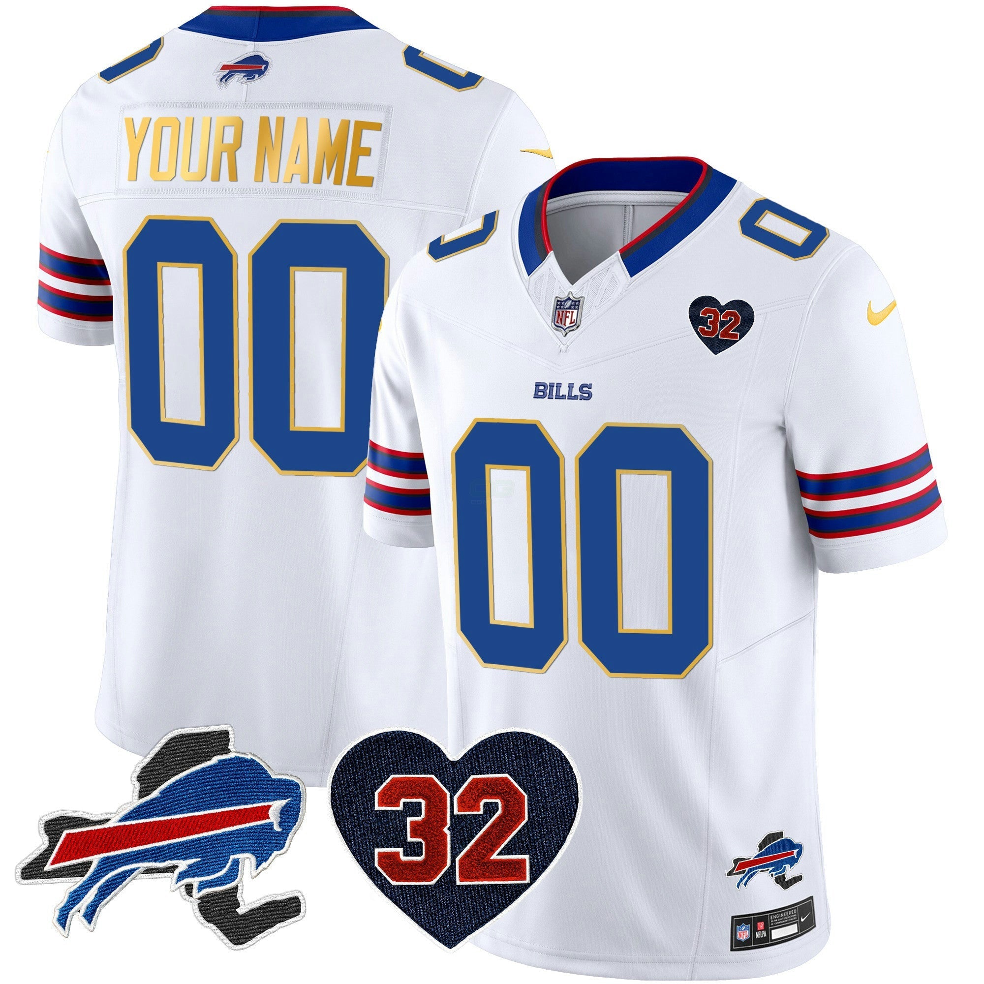 Camisa NFL O.J. Simpson Patch Dourada Trim Vapor Limited Jersey