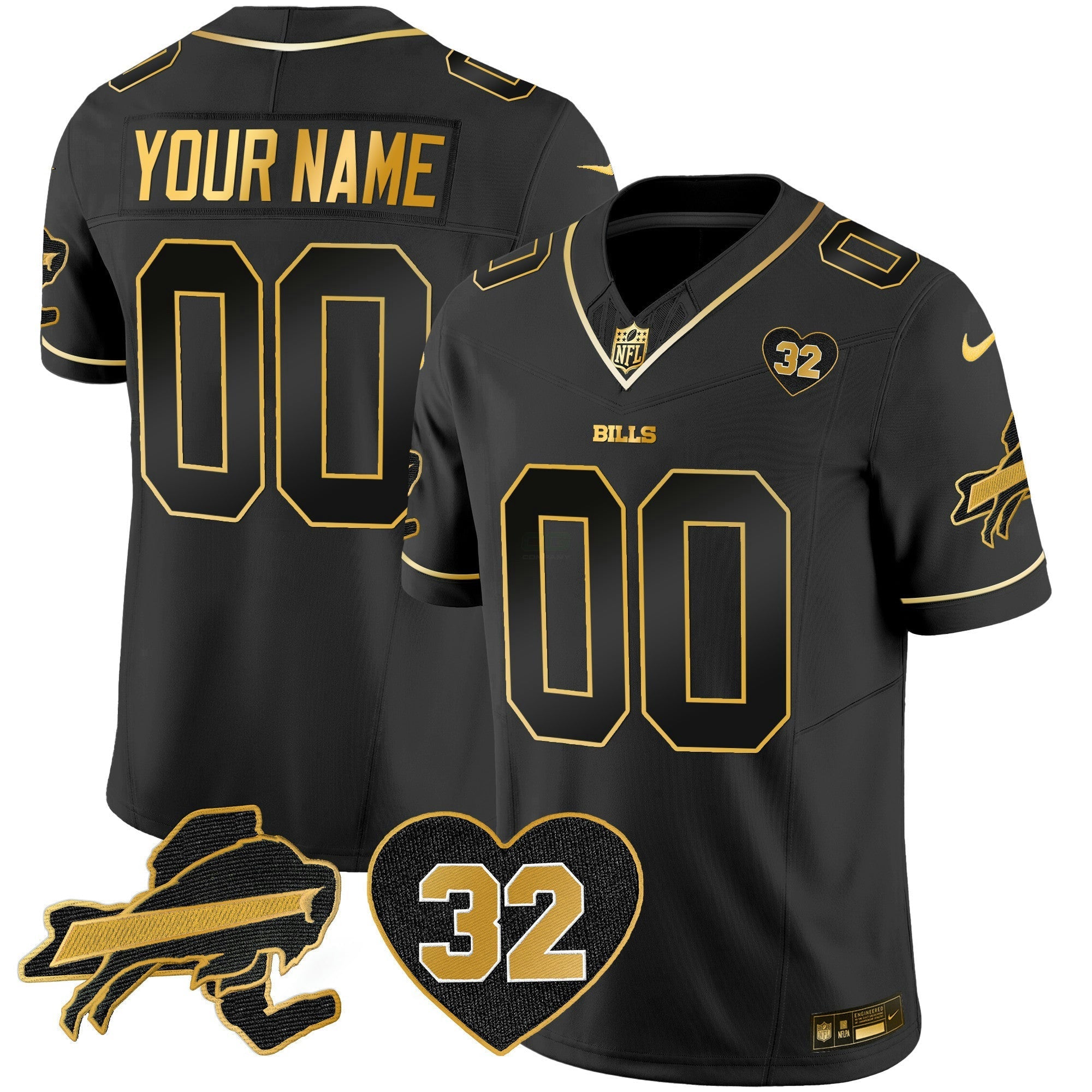 Camisa NFL O.J. Simpson Patch Dourada Vapor Limited Jersey