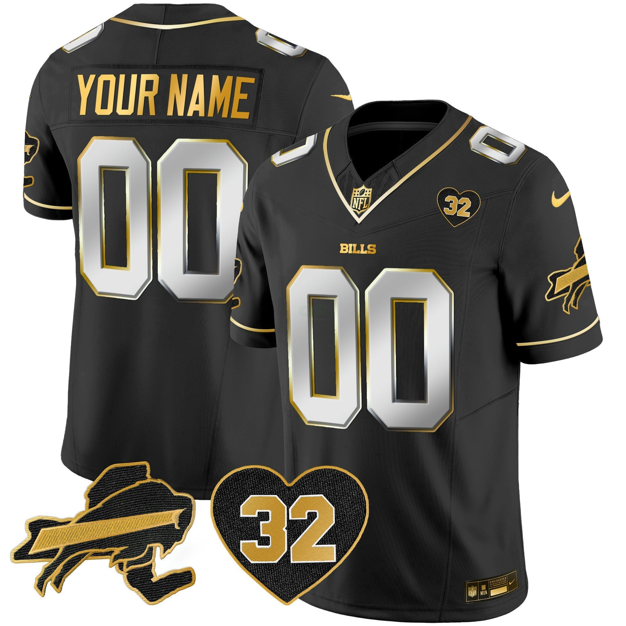 Camisa NFL O.J. Simpson Patch Dourada Vapor Limited Jersey