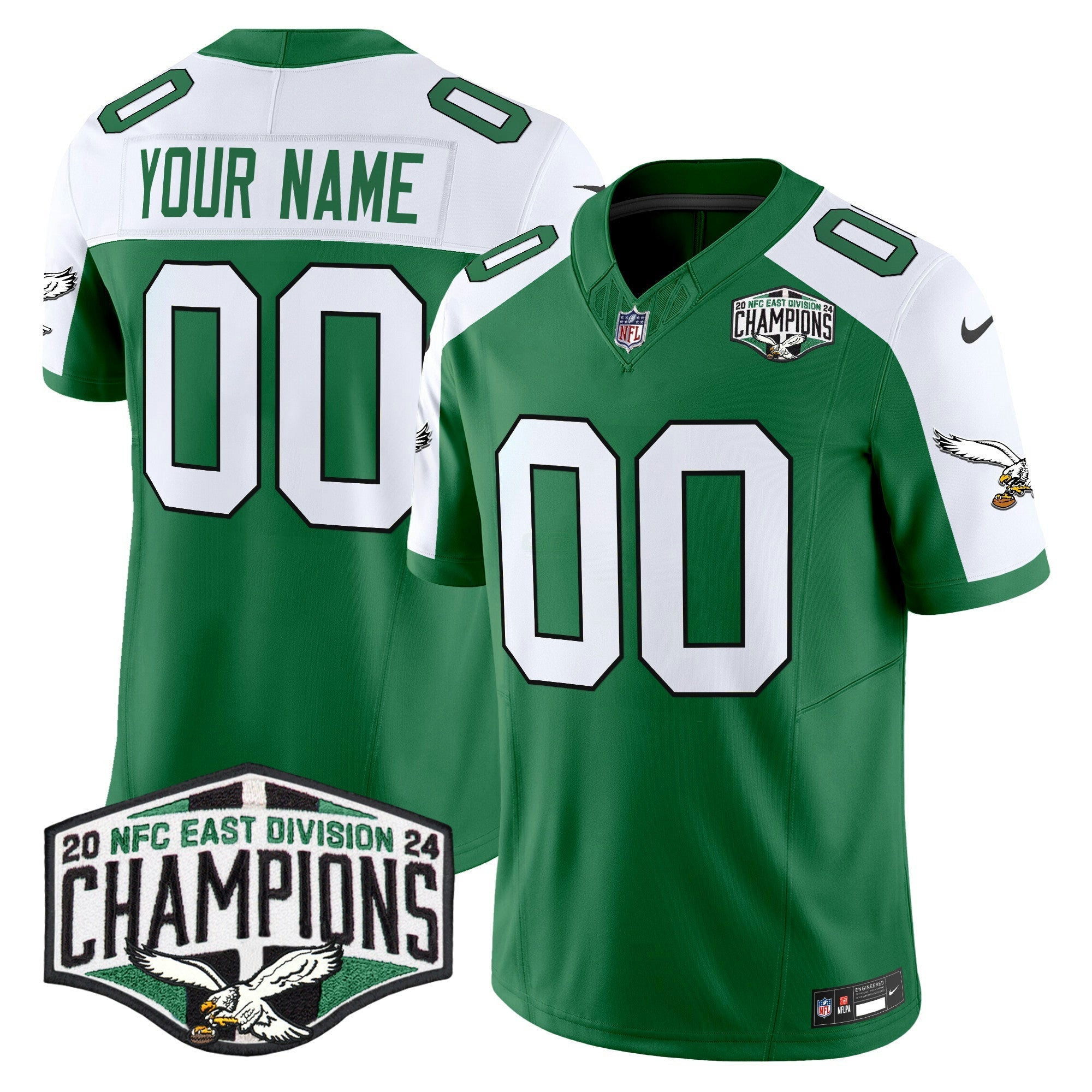 Camisa NFL Philadelphia Kelly Green 2024 NFC East Division Champions Vapor Limited Jersey