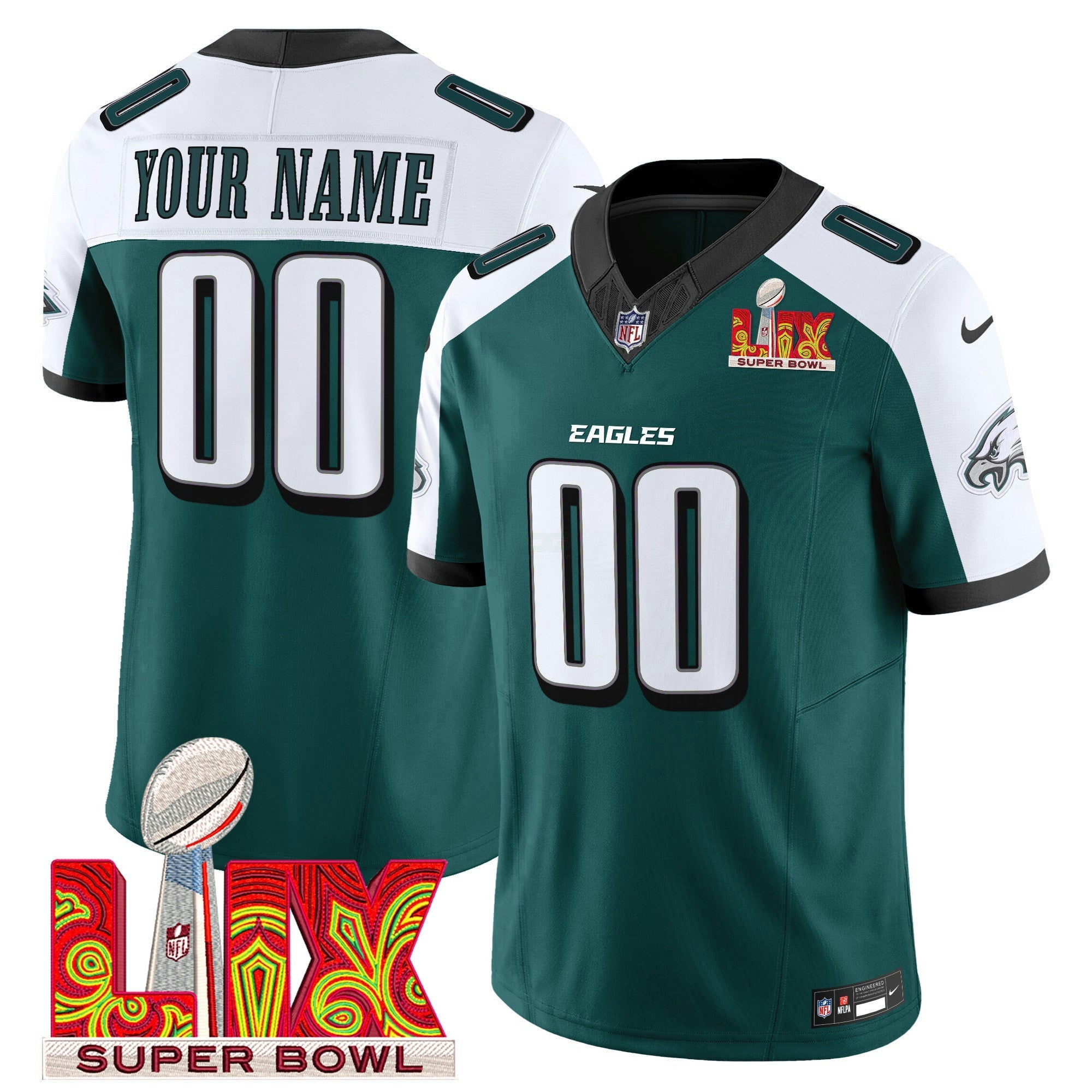 Camisa NFL Philadelphia Super Bowl LIX Patch Vapor Limited Jersey