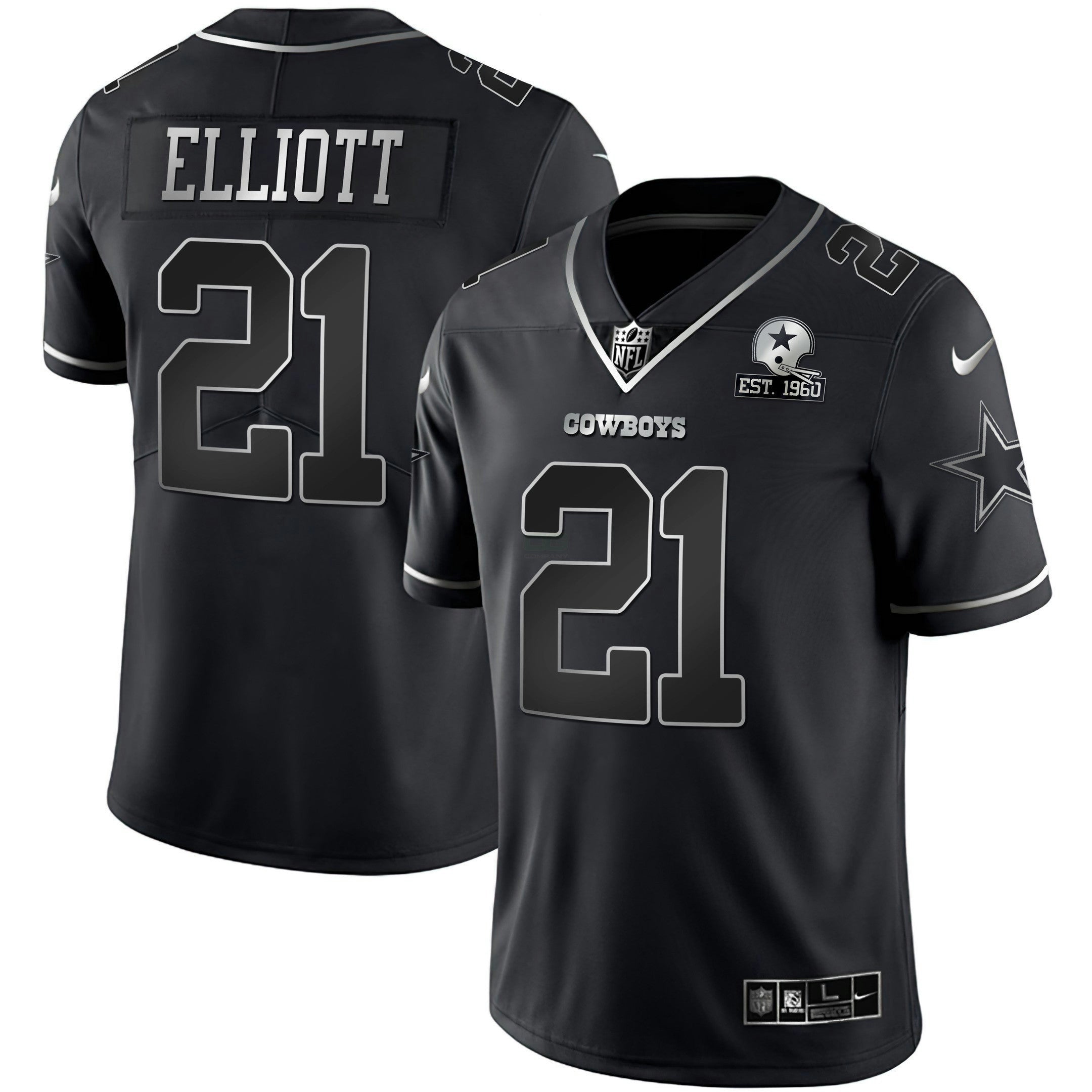 Camisa NFL Preta Prata Vapor Limited Est 1960 Patch