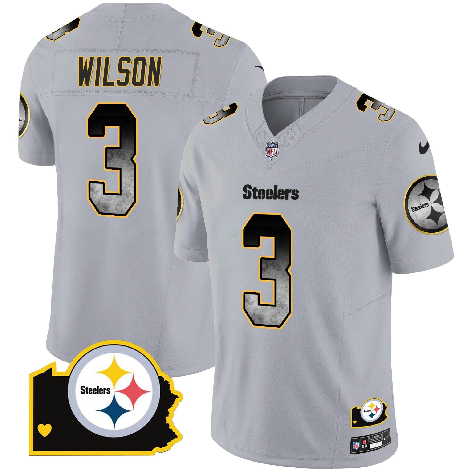 Camisa NFL Russell Wilson Arch Smoke Home Patch Vapor Jersey