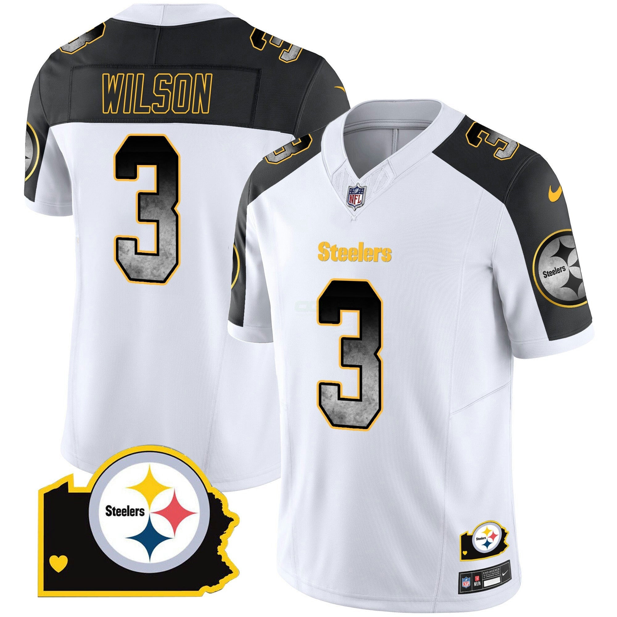 Camisa NFL Russell Wilson Arch Smoke Home Patch Vapor Jersey