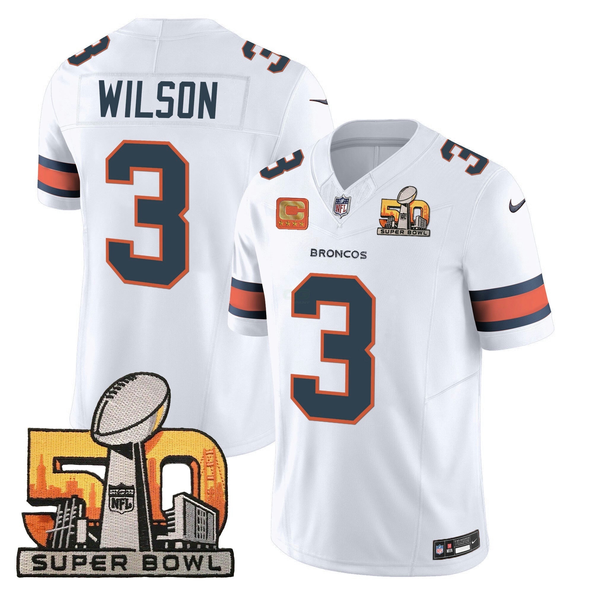 Camisa NFL Russell Wilson Denver Super Bowl 50 Patch Vapor Jersey