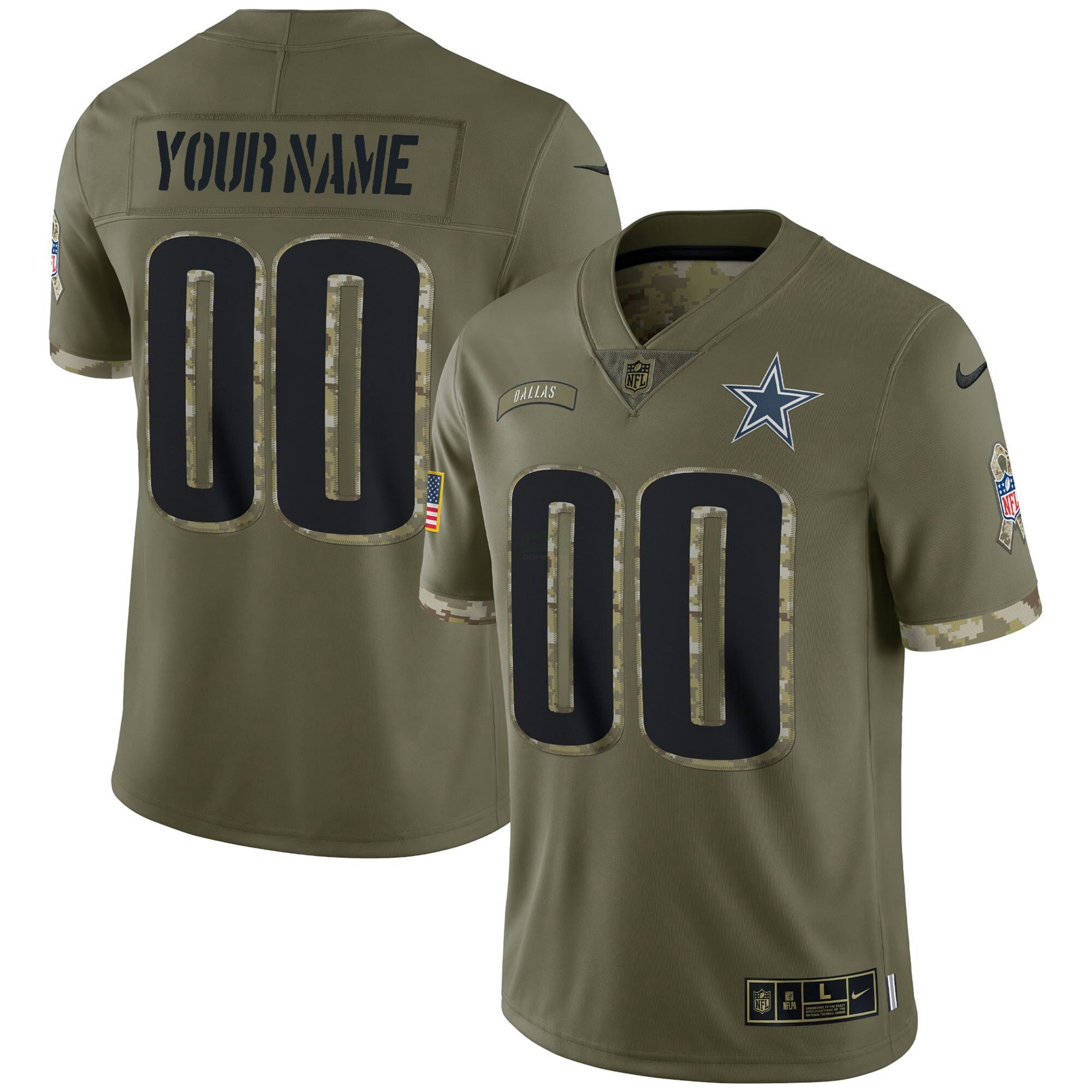 Camisa NFL Salute To Service Custom Name and Number - Salute To Service