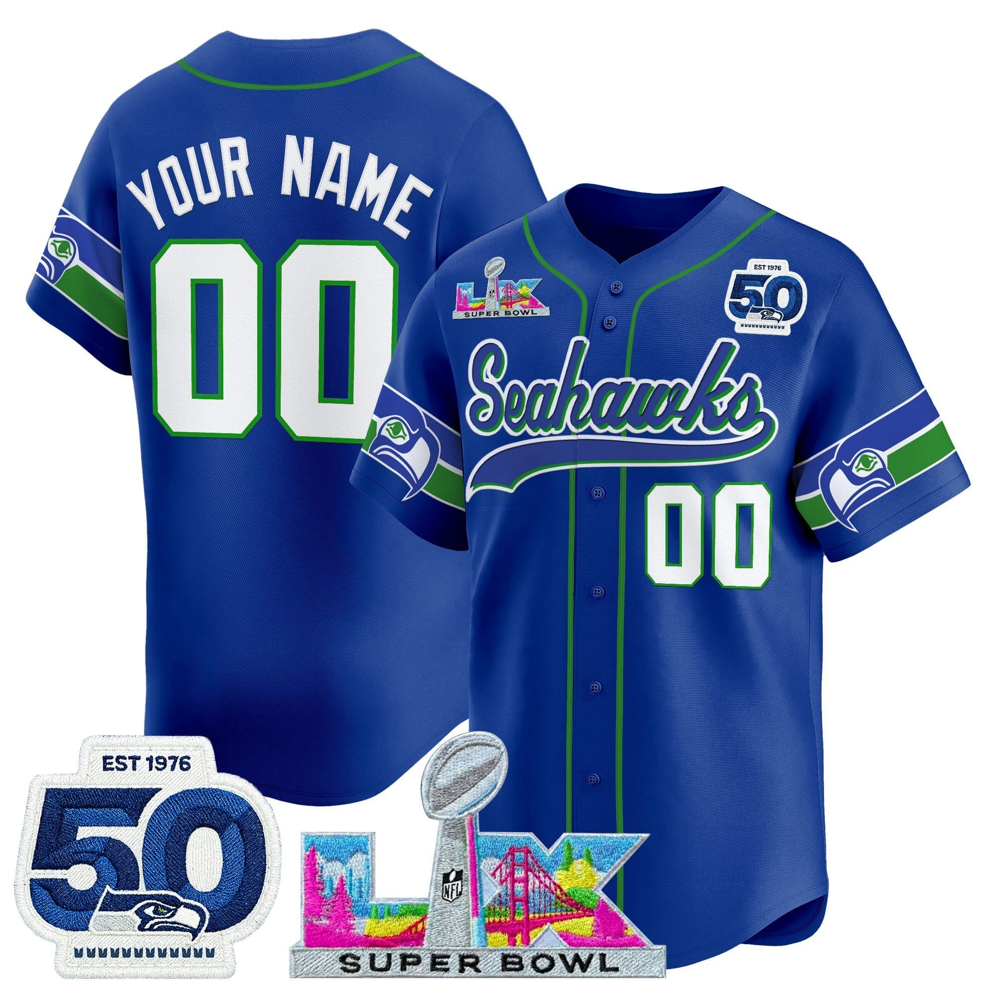 Camisa NFL Seattle “Super Bowl LX & United States 250th Anniversary Patch” Vapor Jersey