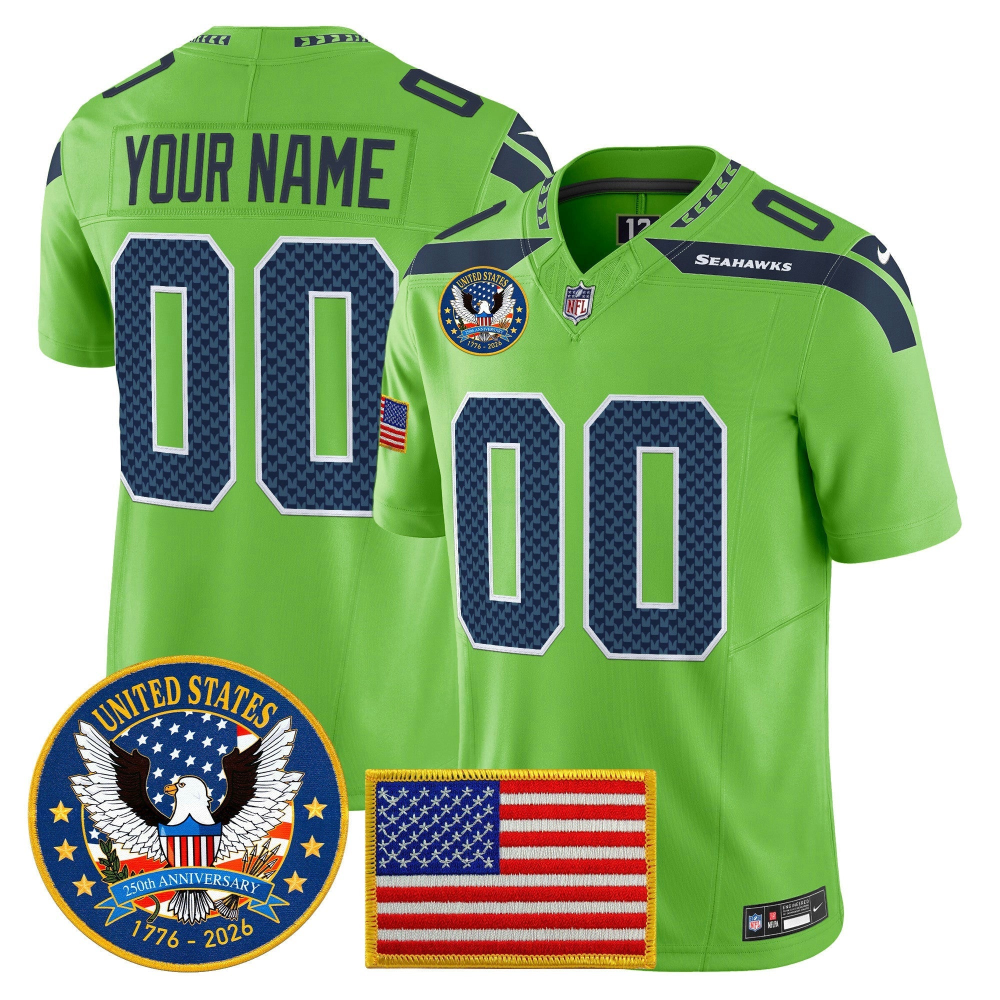 Camisa NFL Seattle “United States 250th Anniversary Patch” Vapor Limited Jersey