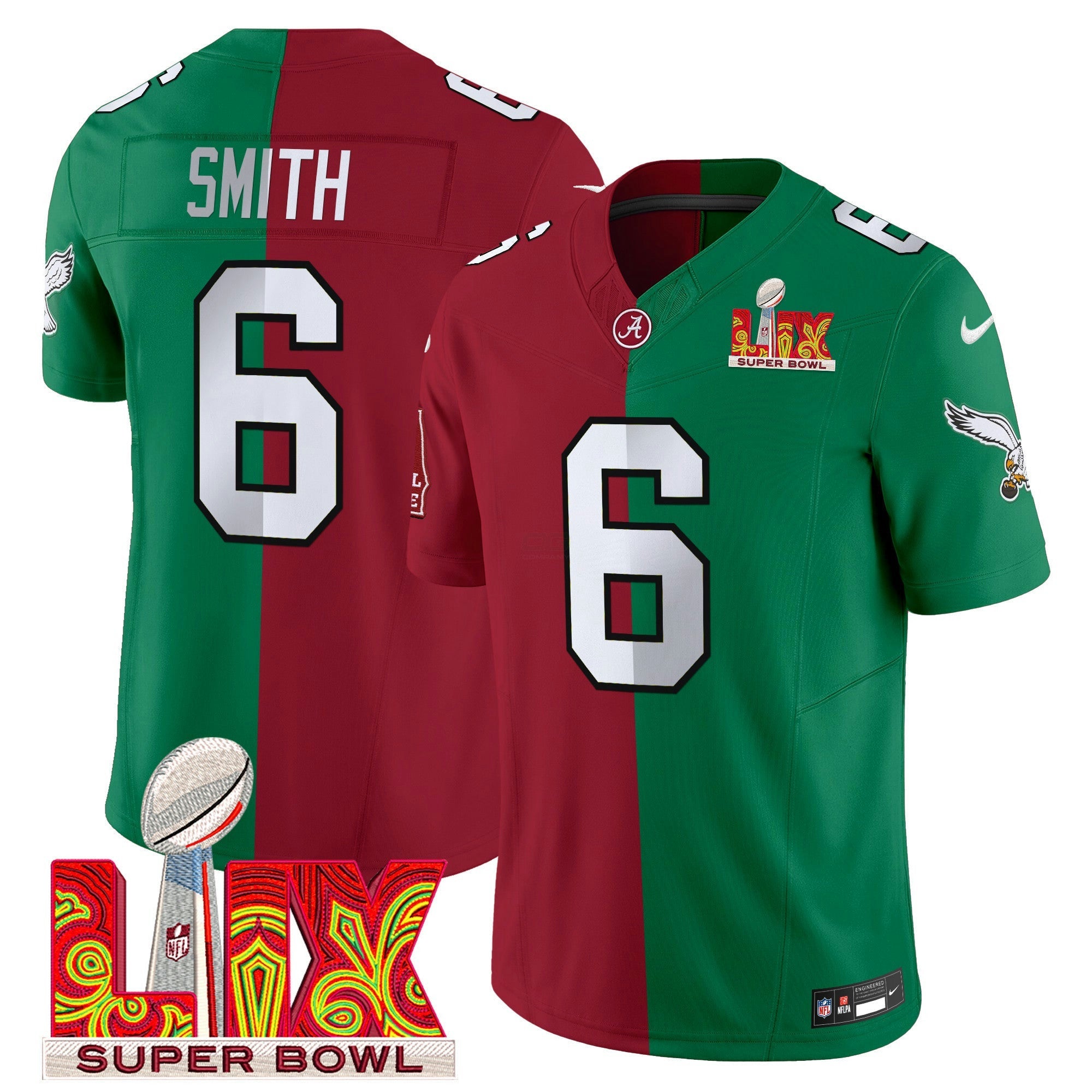 Camisa NFL Split Philadelphia Super Bowl LIX & College Football Vapor Limited Jersey