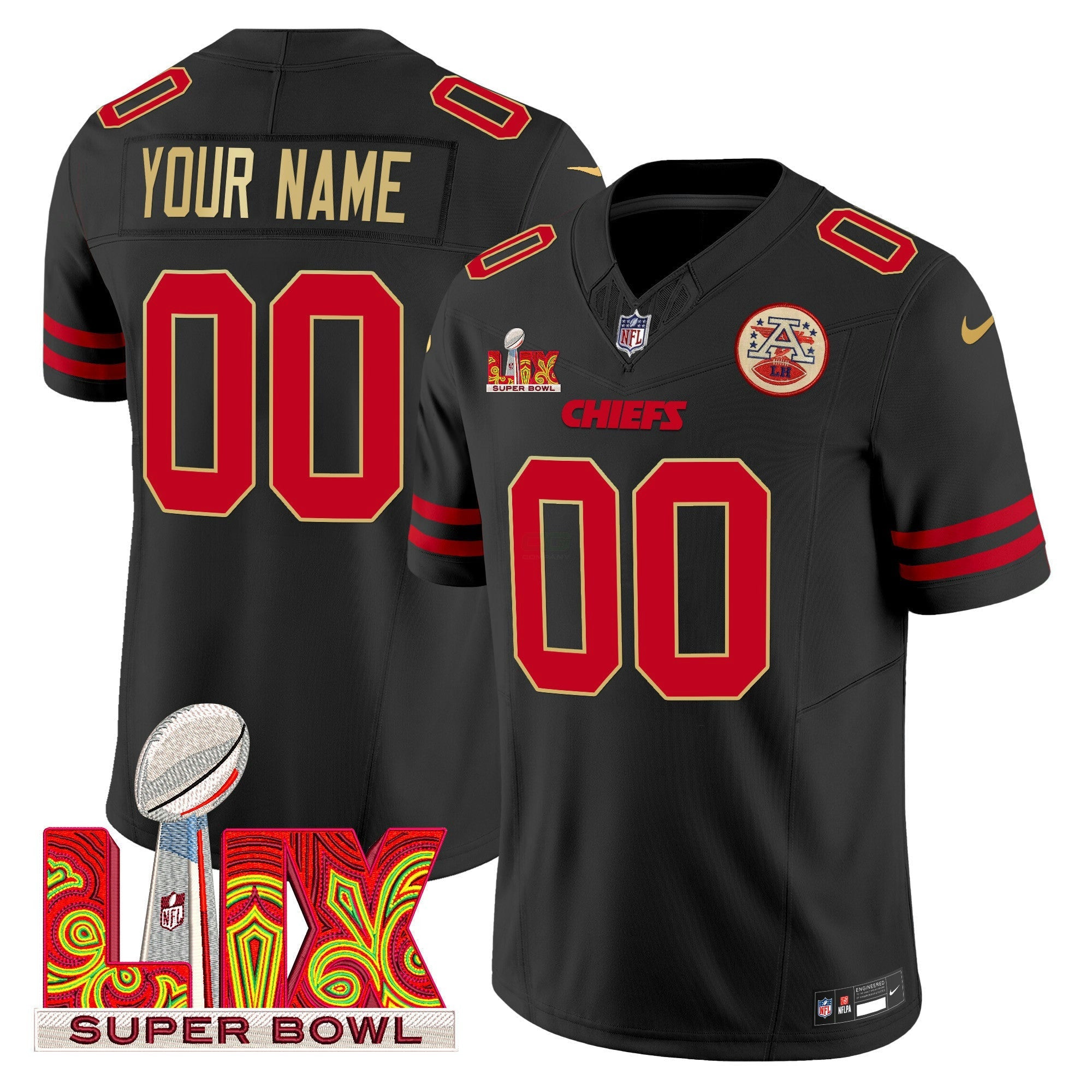 Camisa NFL Super Bowl LIX Patch Dourada Trim Vapor Limited Jersey