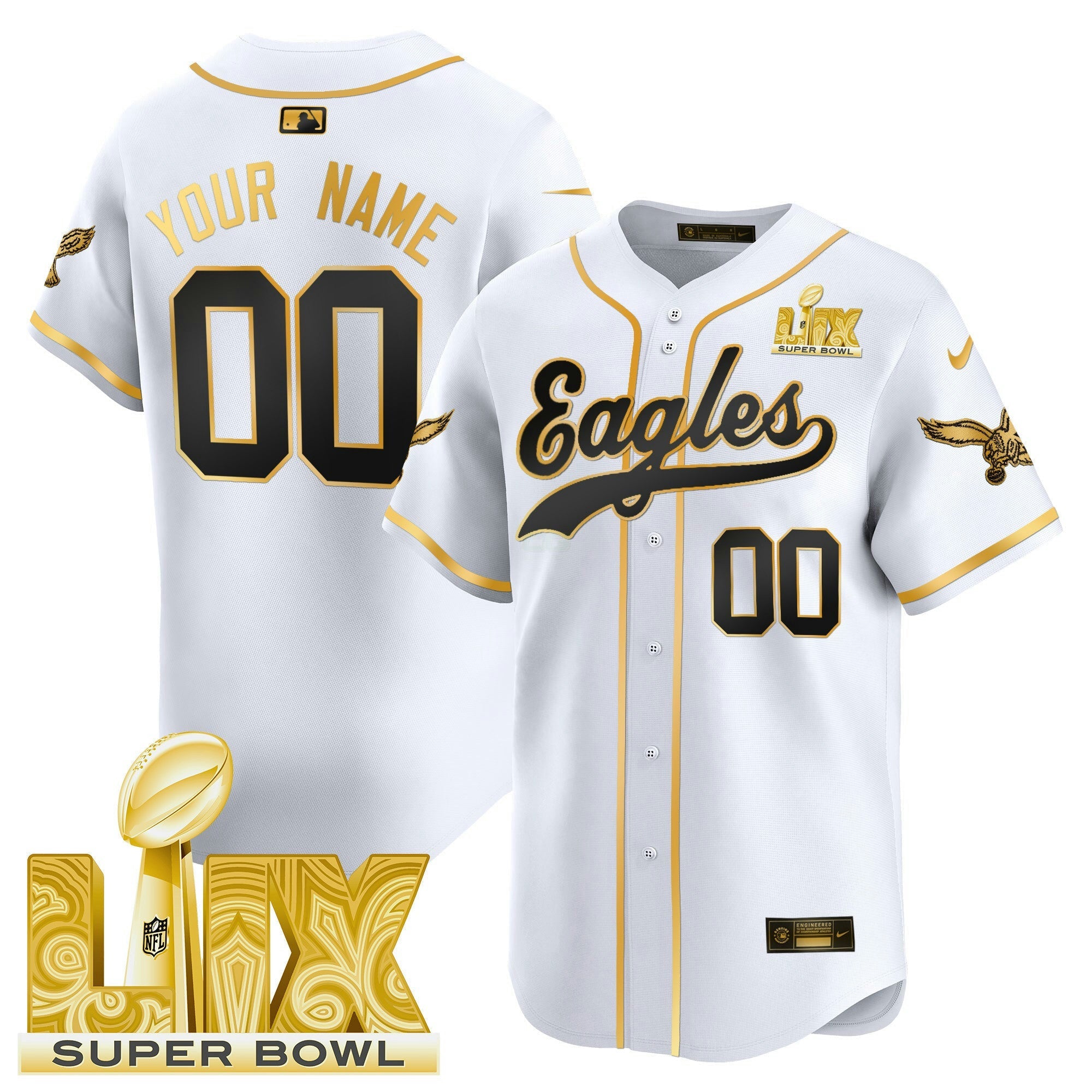 Camisa NFL Super Bowl LIX Patch Kelly Green Vapor Jersey V2