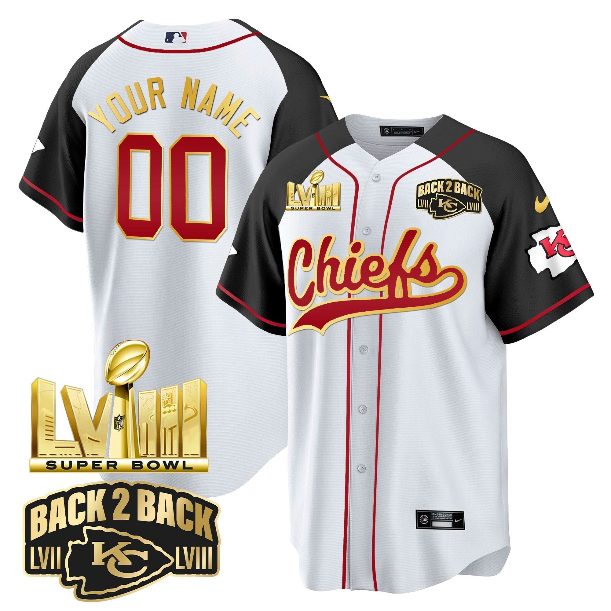 Camisa NFL Super Bowl LVIII & Back 2 Back Gold Patch Jersey