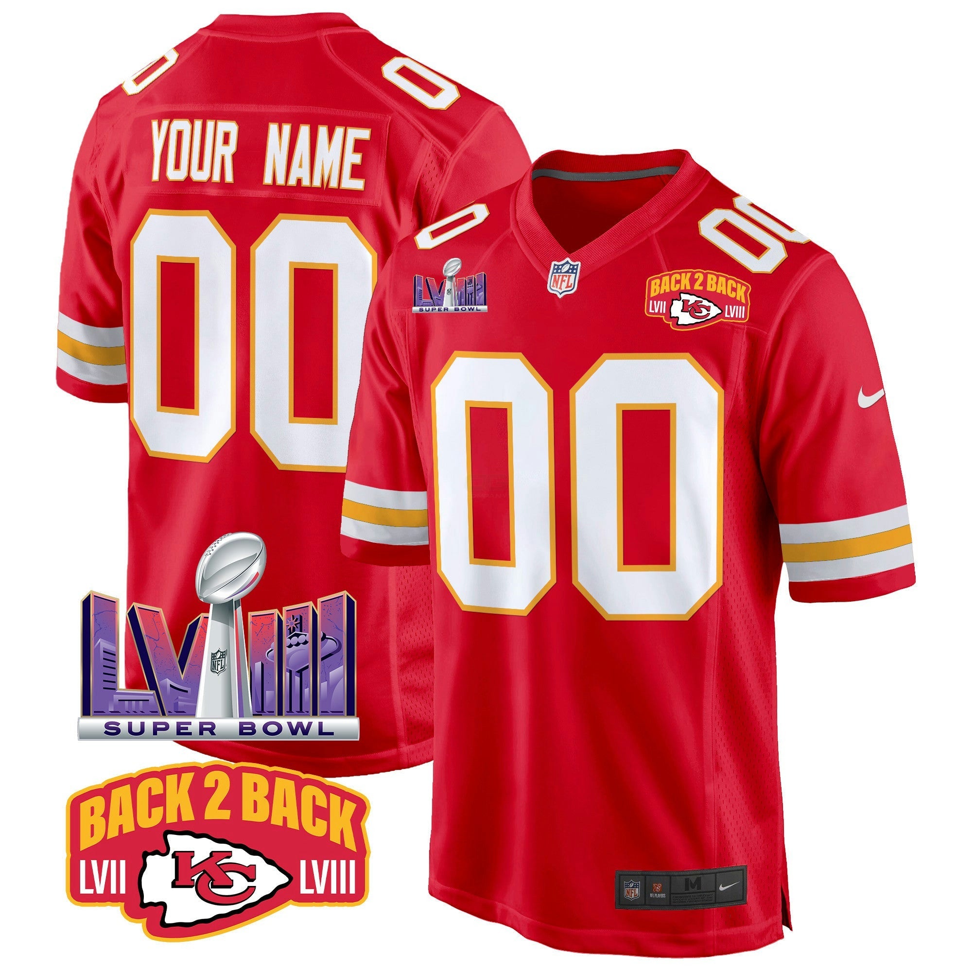 Camisa NFL Super Bowl LVIII & Back 2 Back Patch Game Jersey