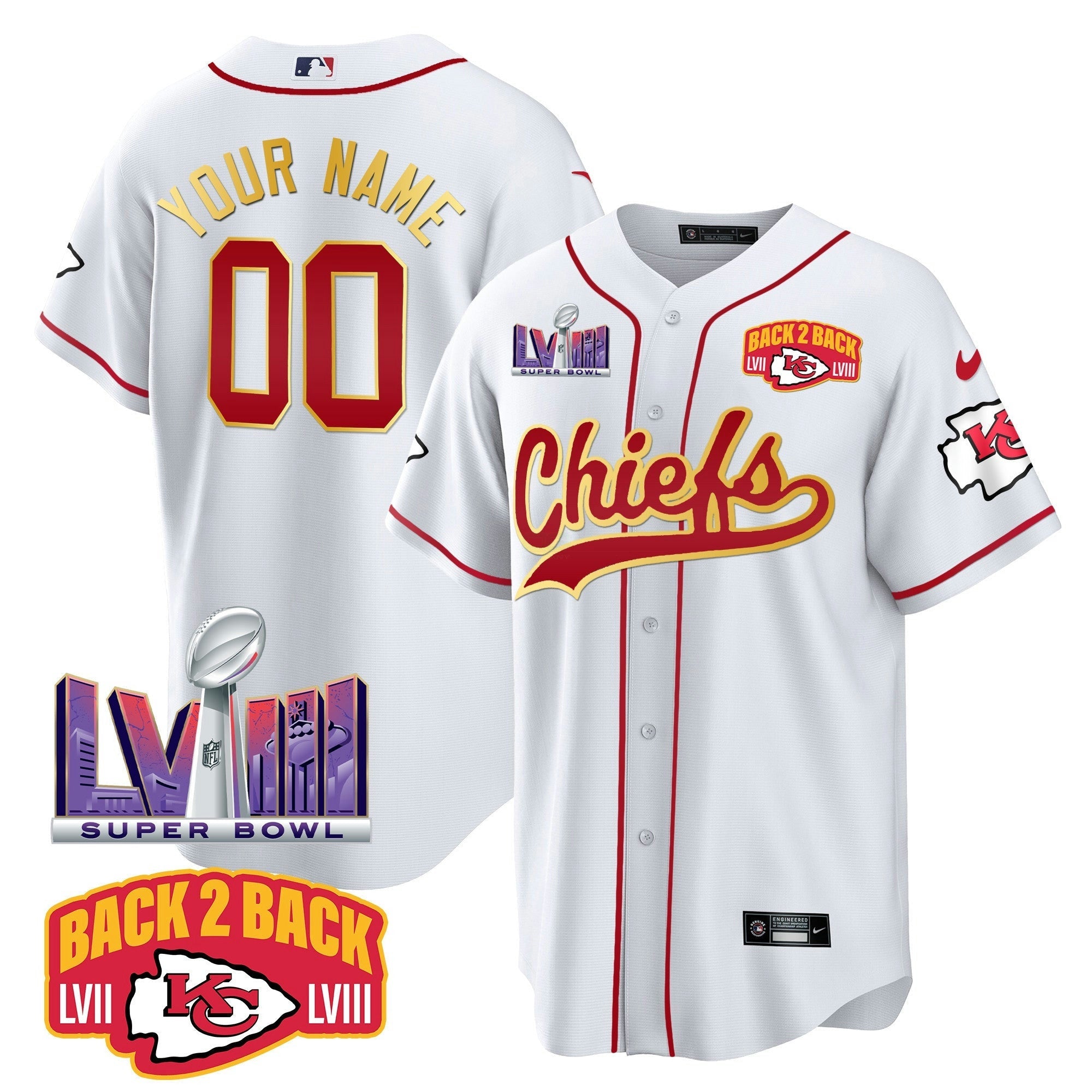 Camisa NFL Super Bowl LVIII & Back 2 Back Patch Jersey