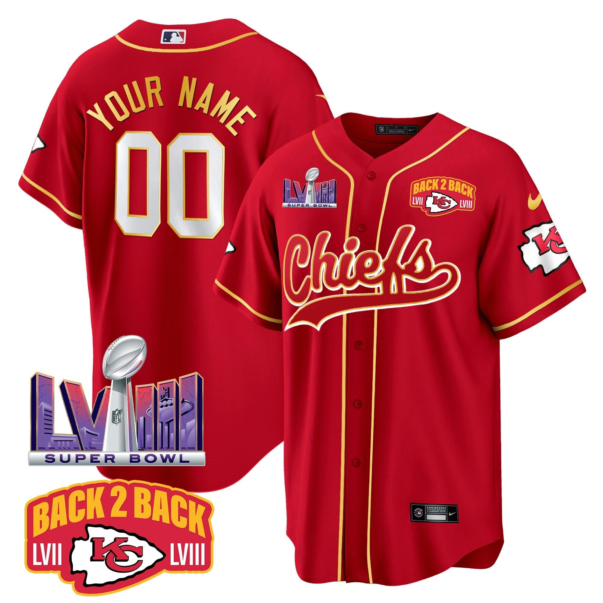 Camisa NFL Super Bowl LVIII & Back 2 Back Patch Jersey