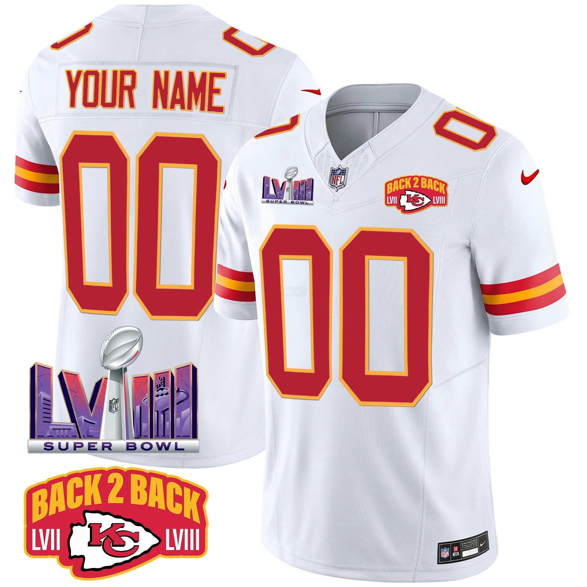 Camisa NFL Super Bowl LVIII & Back 2 Back Patch Vapor Jersey
