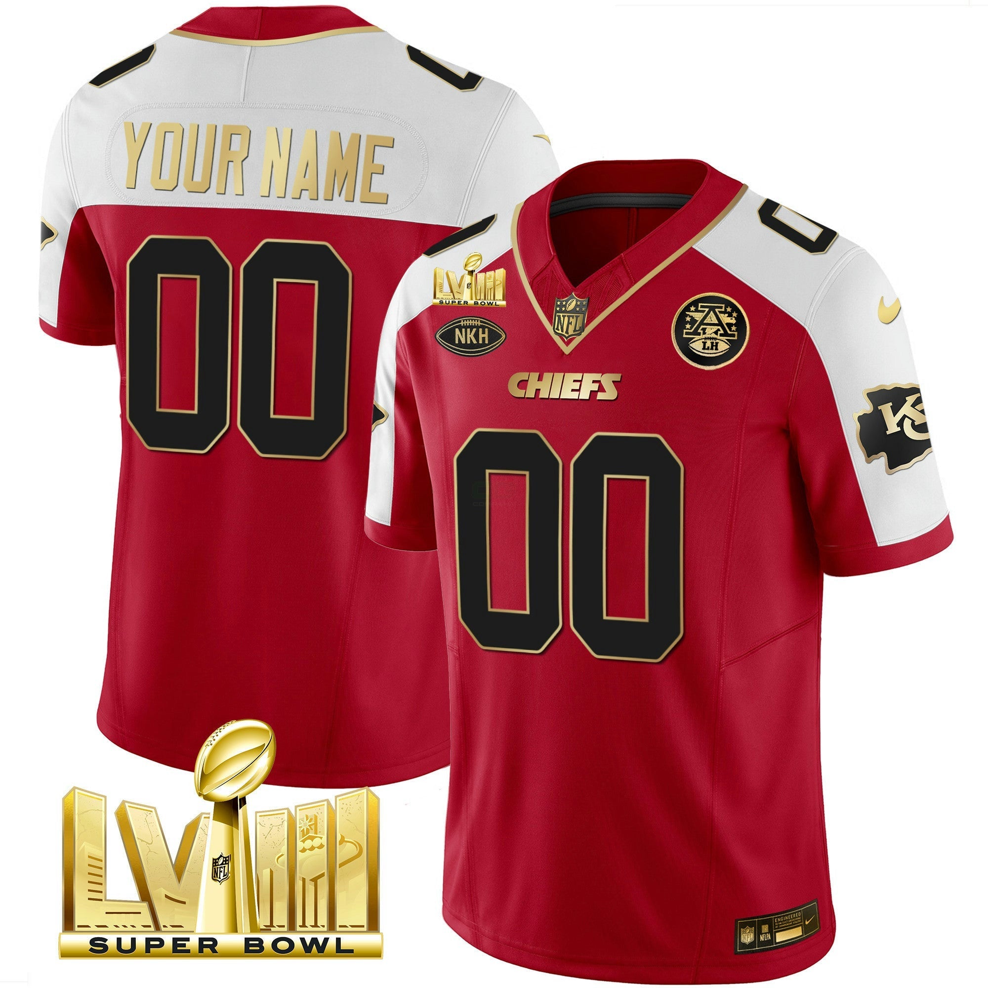 Camisa NFL Super Bowl LVIII Dourada Patch Vapor Jersey V2