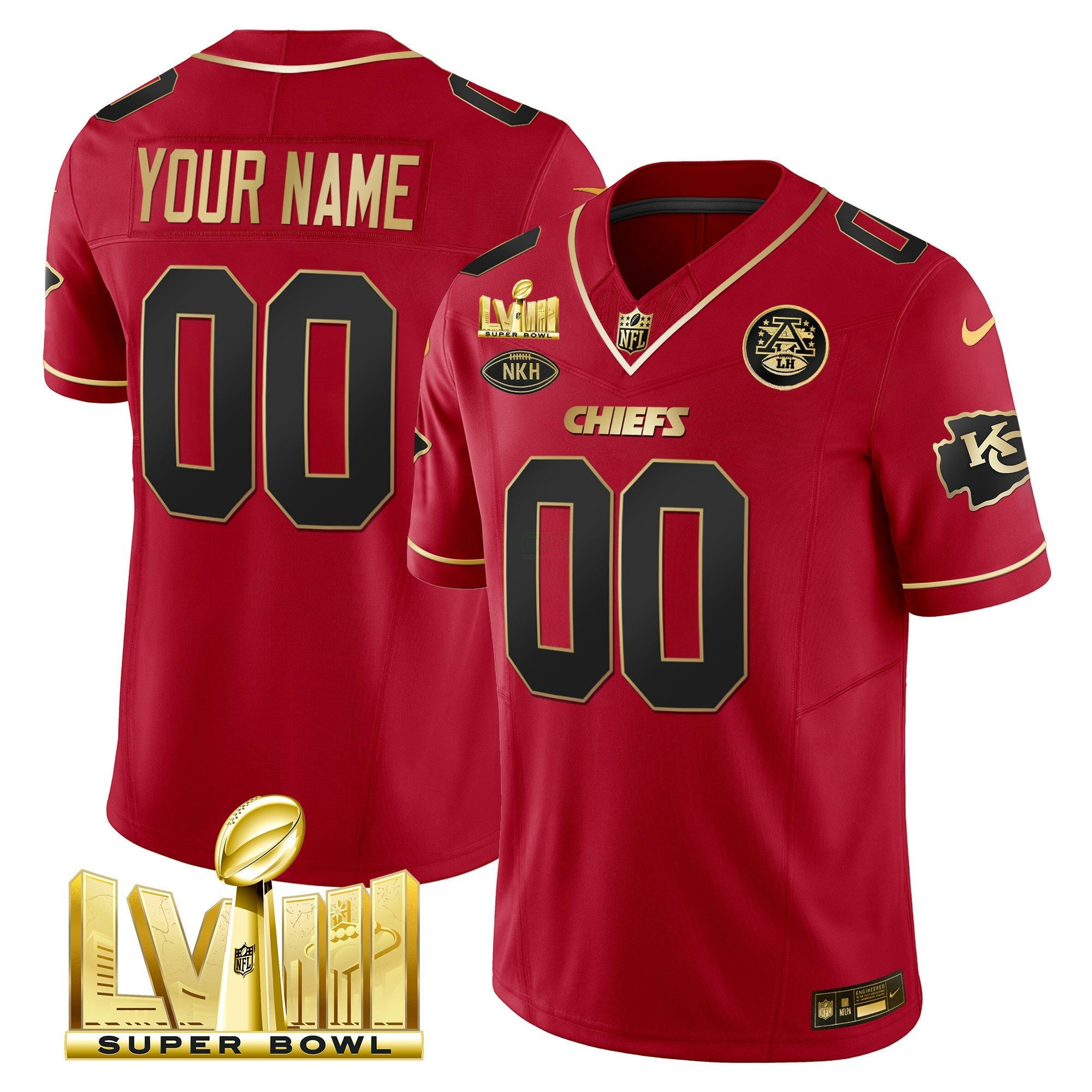 Camisa NFL Super Bowl LVIII Dourada Patch Vapor Jersey V3