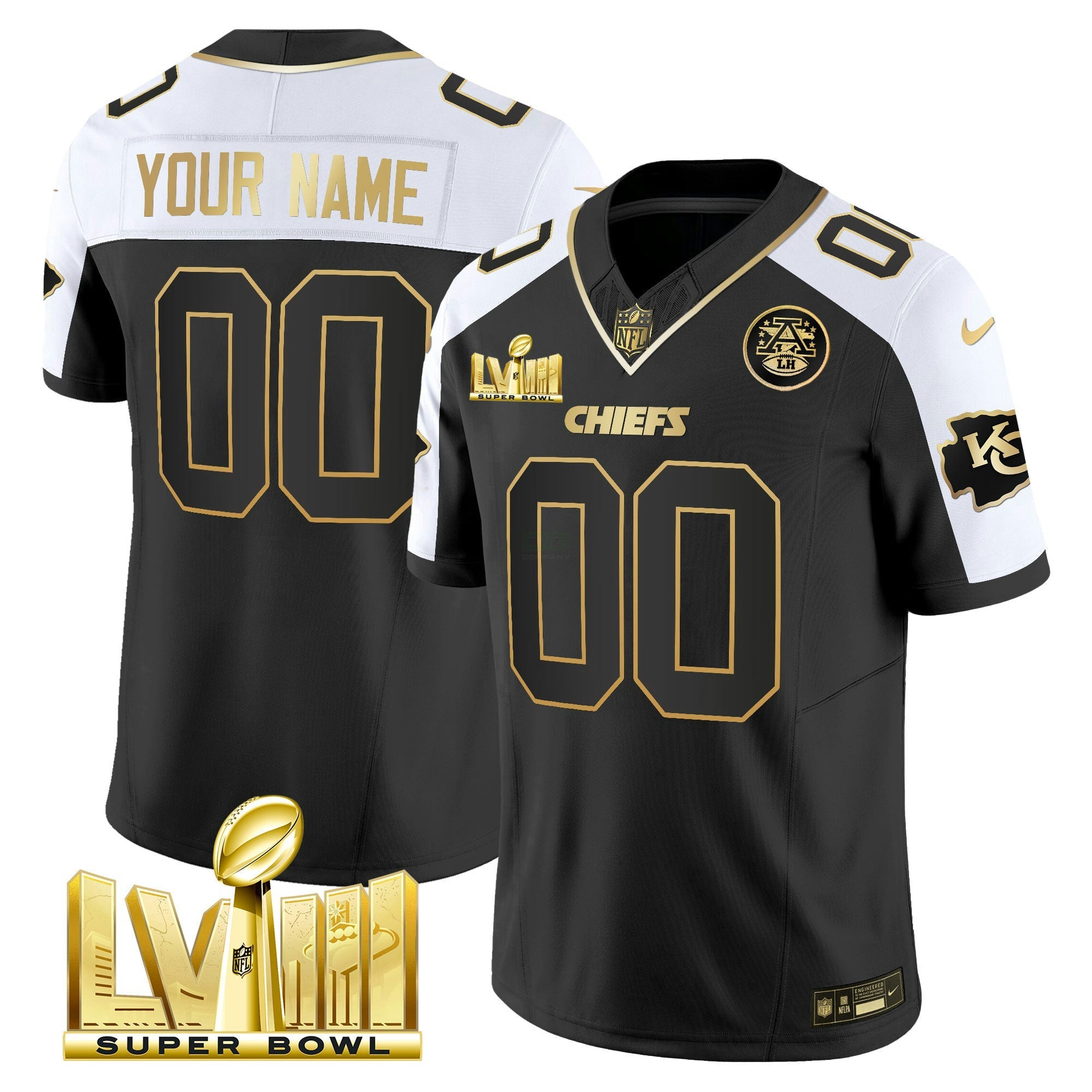 Camisa NFL Super Bowl LVIII Dourada Patch Vapor Jersey V4