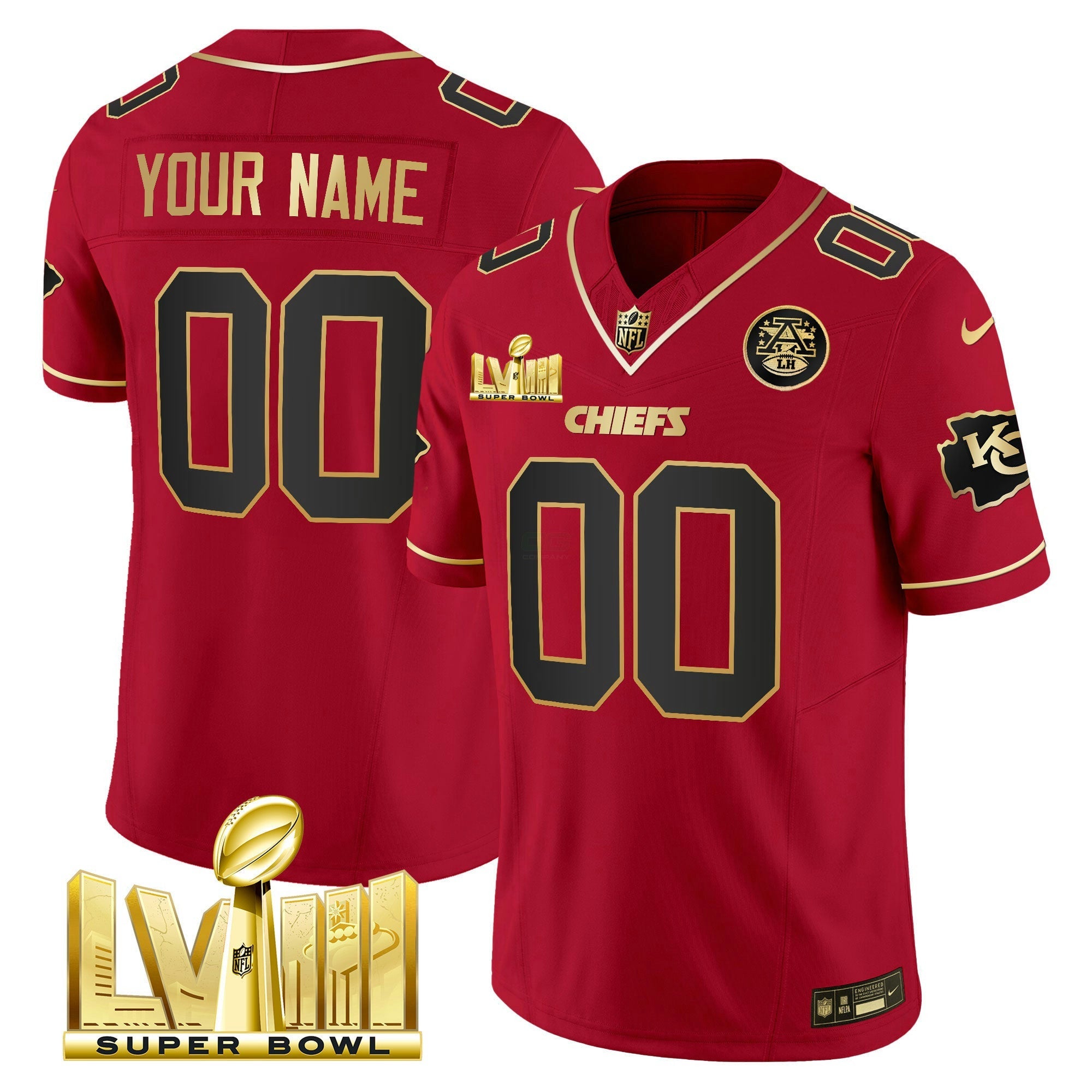 Camisa NFL Super Bowl LVIII Dourada Patch Vapor Jersey V4