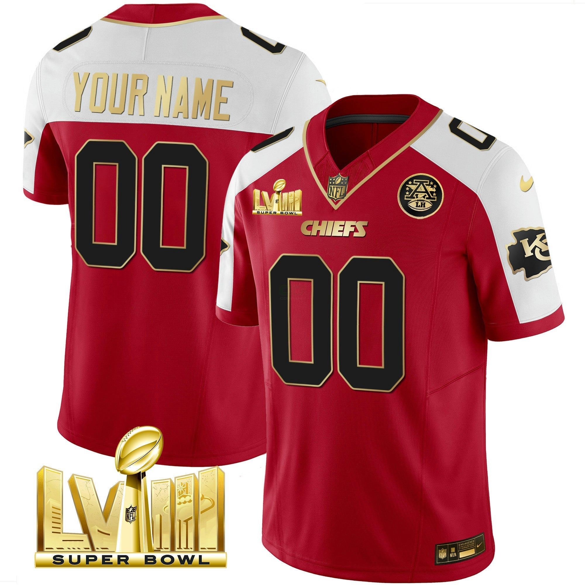 Camisa NFL Super Bowl LVIII Dourada Patch Vapor Jersey