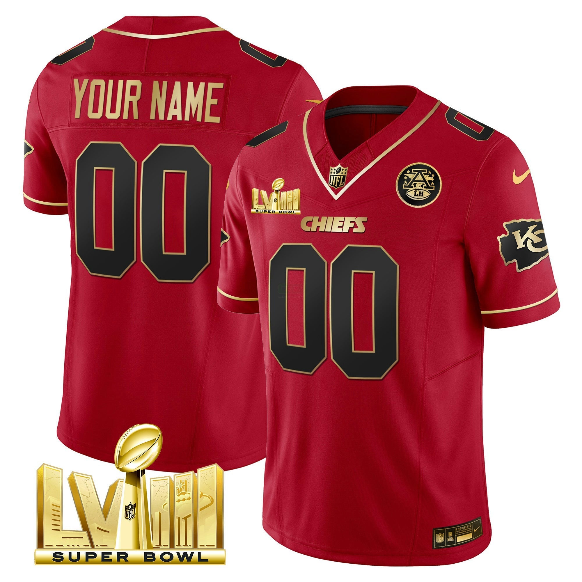 Camisa NFL Super Bowl LVIII Dourada Patch Vapor Jersey