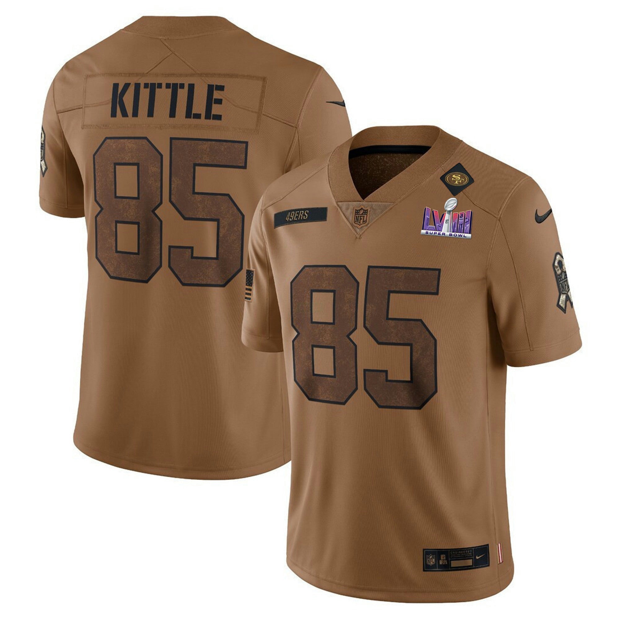 Camisa NFL Super Bowl LVIII Patch Salute To Service Marrom Limited Jersey