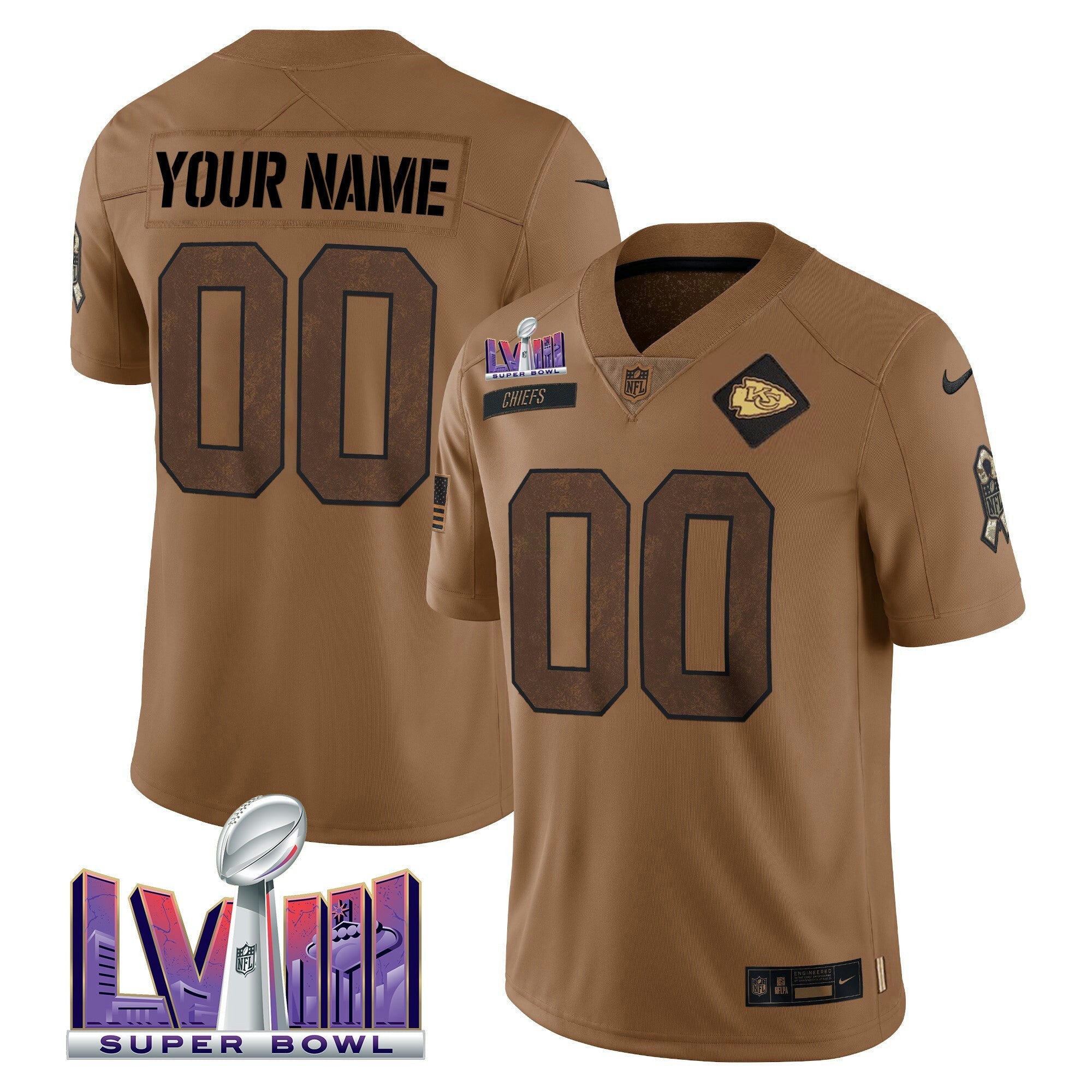 Camisa NFL Super Bowl LVIII Patch Salute To Service Marrom Limited Jersey - Marrom