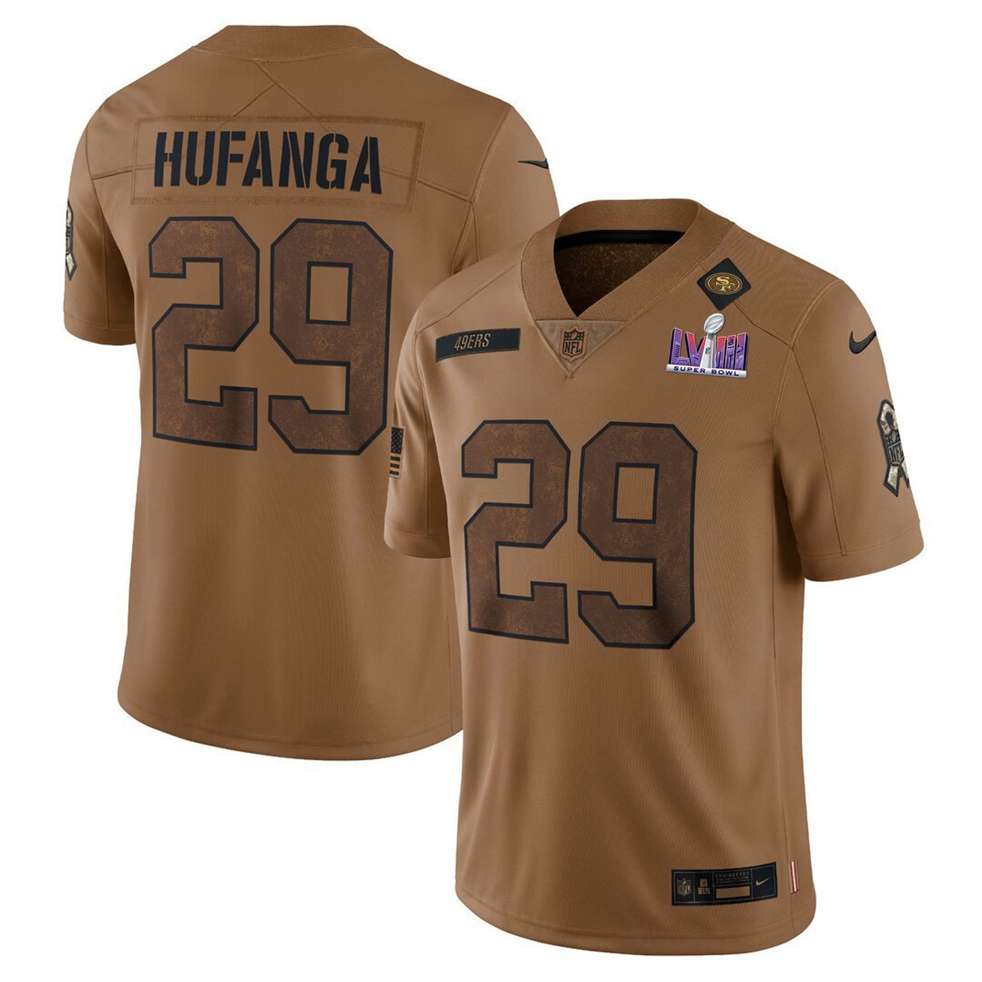 Camisa NFL Super Bowl LVIII Patch Salute To Service Marrom Limited Jersey