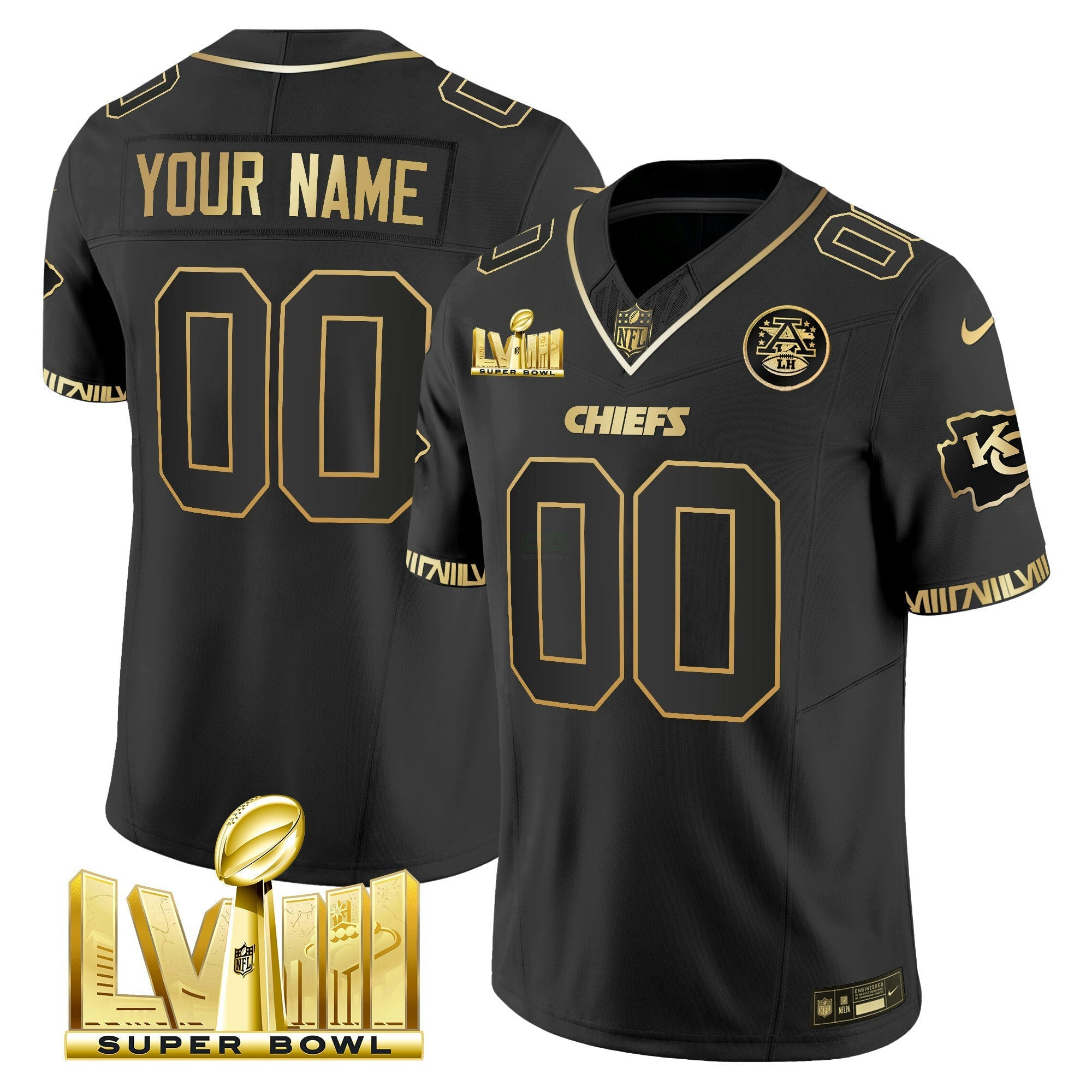 Camisa NFL Super Bowl LVIII Pattern Gold Vapor Jersey