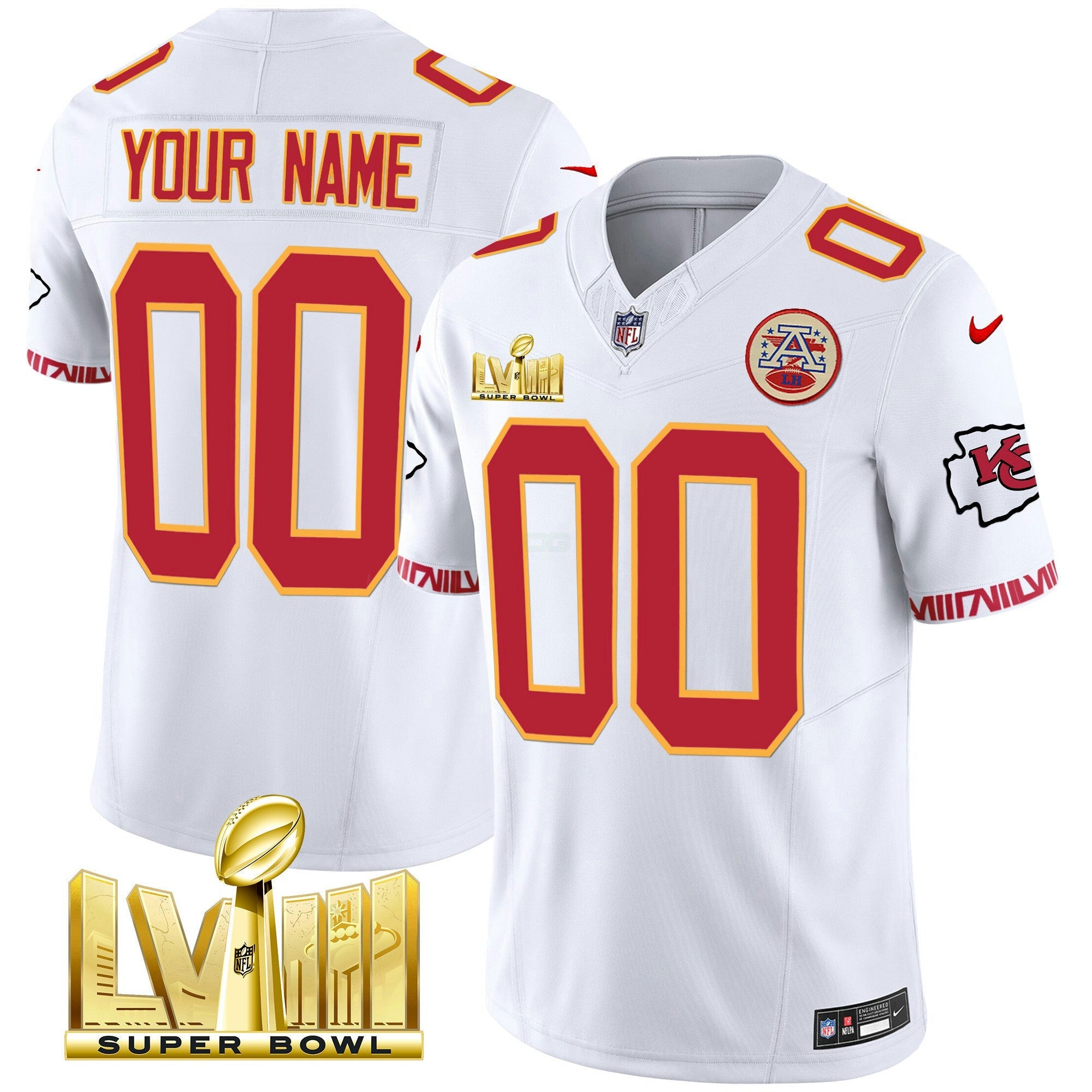 Camisa NFL Super Bowl LVIII Pattern Gold Vapor Jersey V2