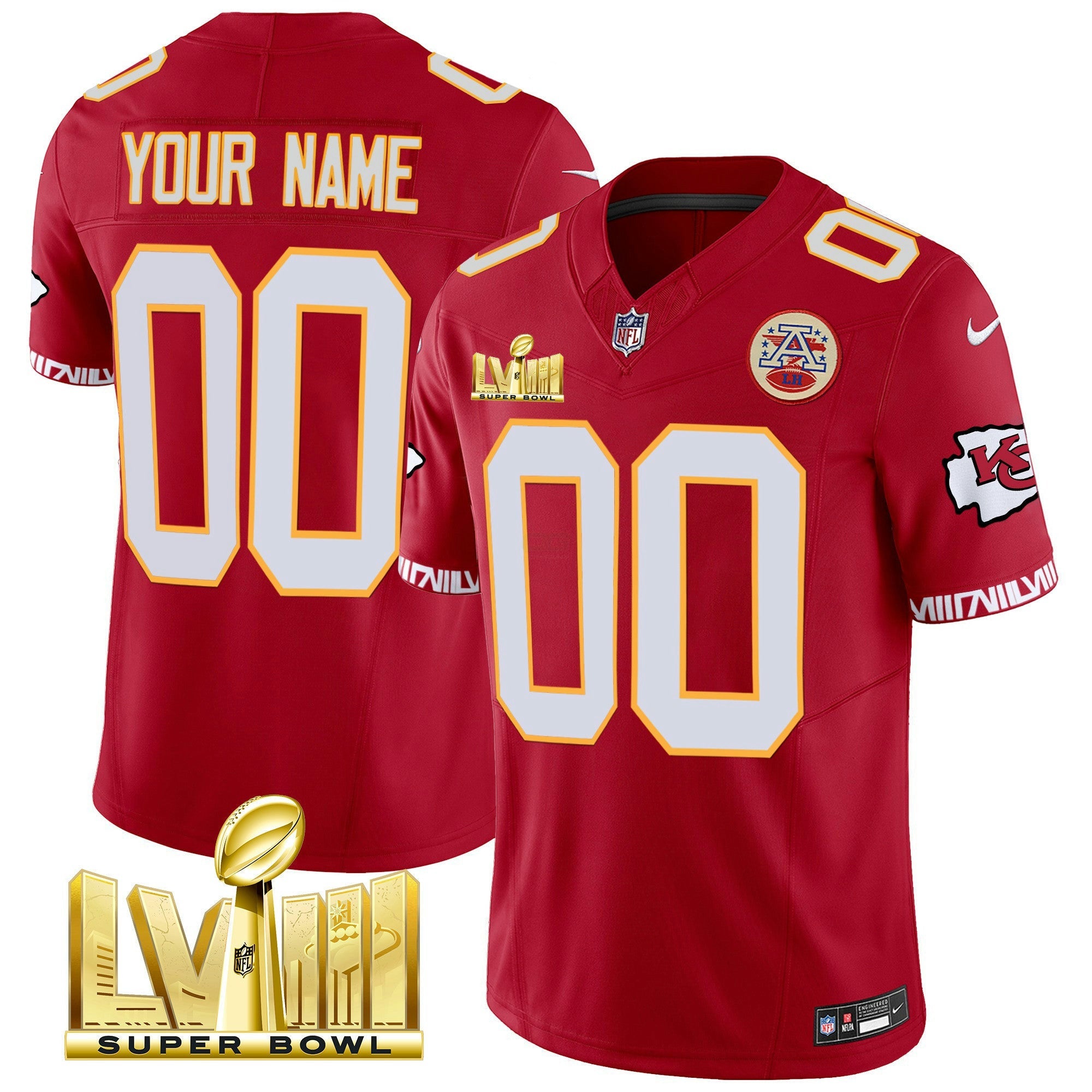 Camisa NFL Super Bowl LVIII Pattern Gold Vapor Jersey V2