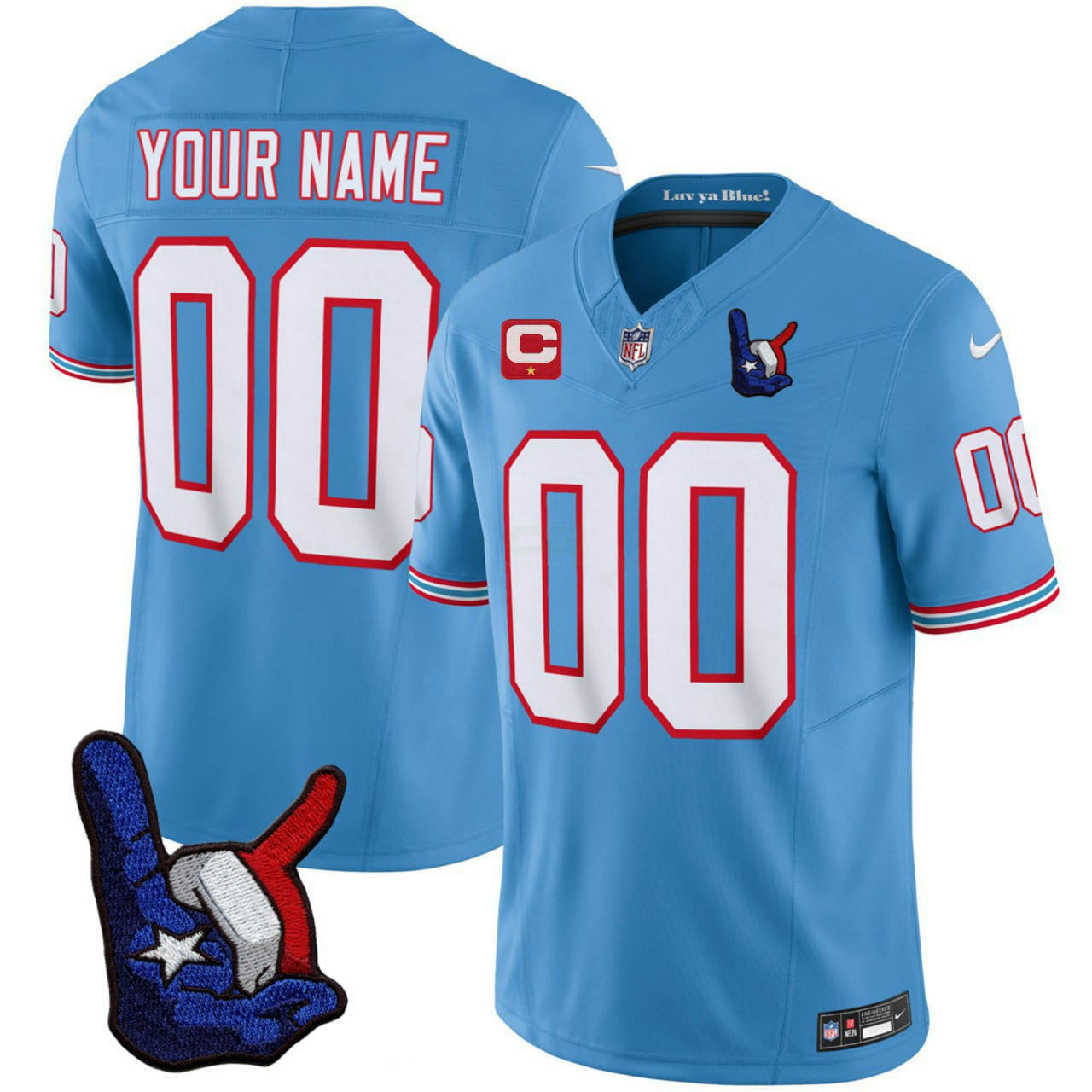 Camisa NFL Tennessee Oilers Throwback Light Blue Jersey - Vapor F.U.S.E Limited