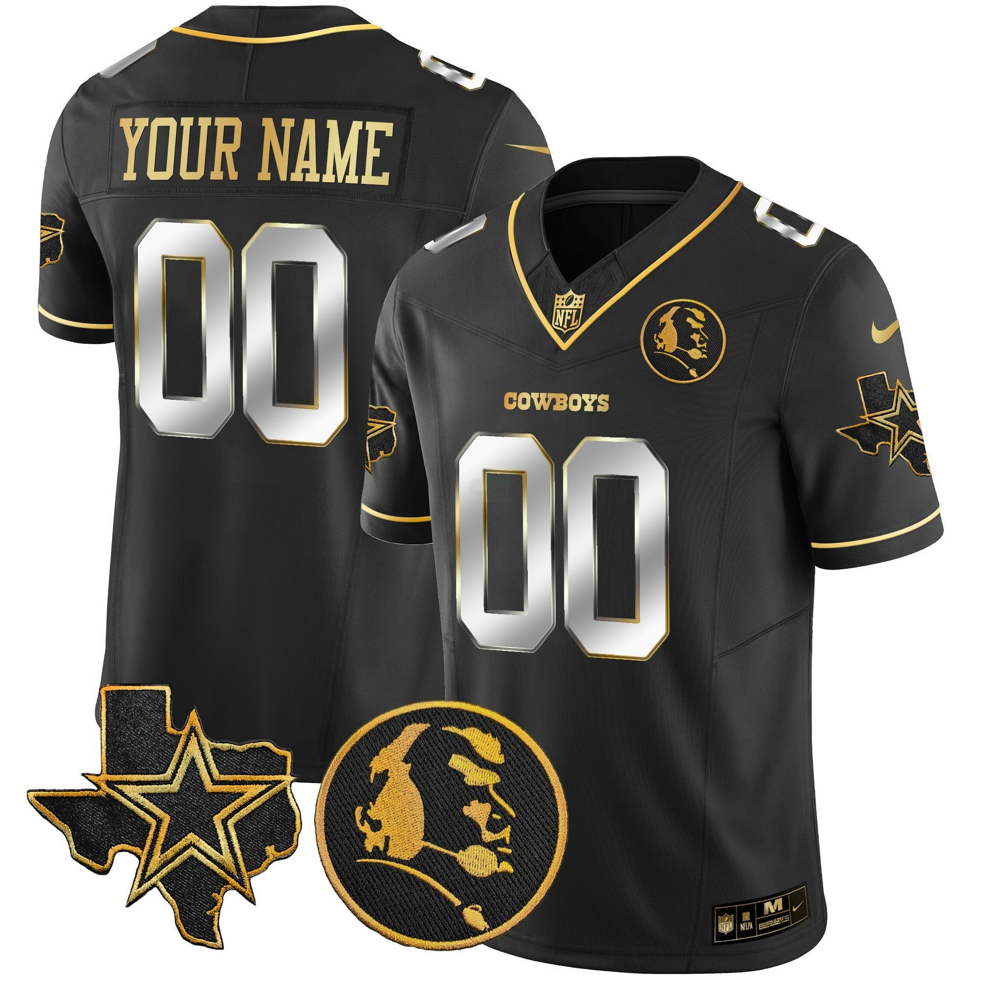 Camisa NFL Texas & John Madden Patch Dourada Vapor Limited Jersey