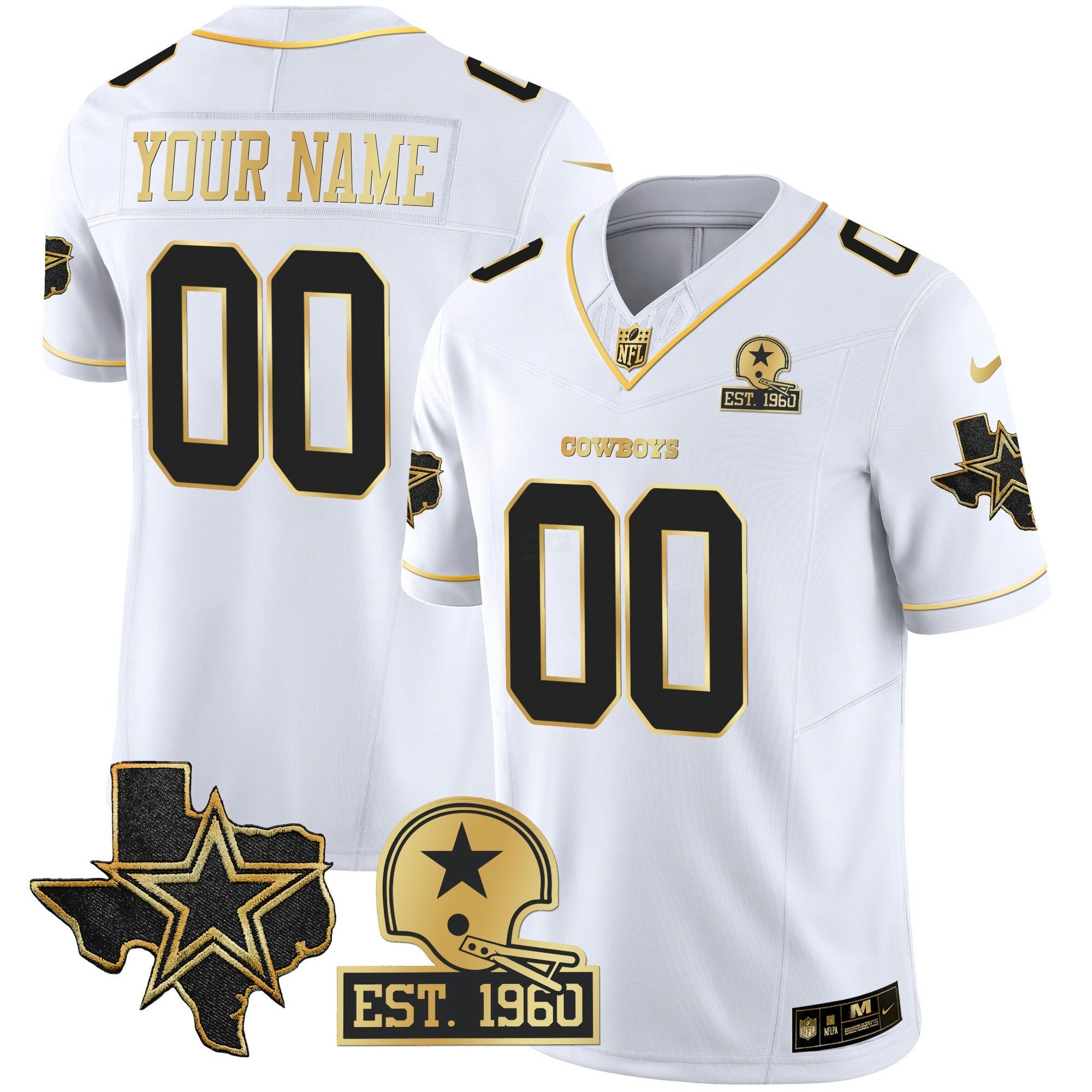 Camisa NFL Texas Patch Dourada Vapor Jersey