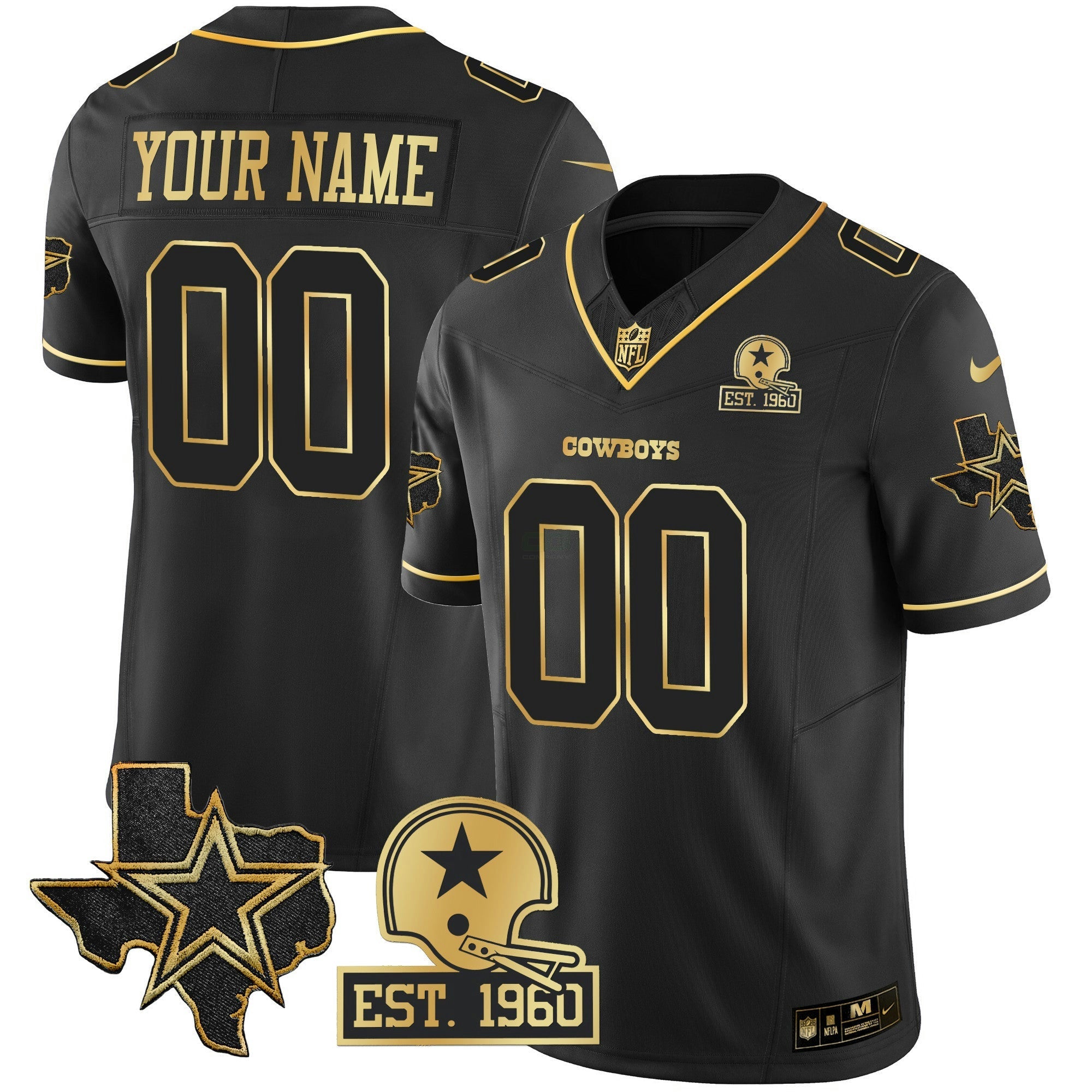 Camisa NFL Texas Patch Dourada Vapor Jersey