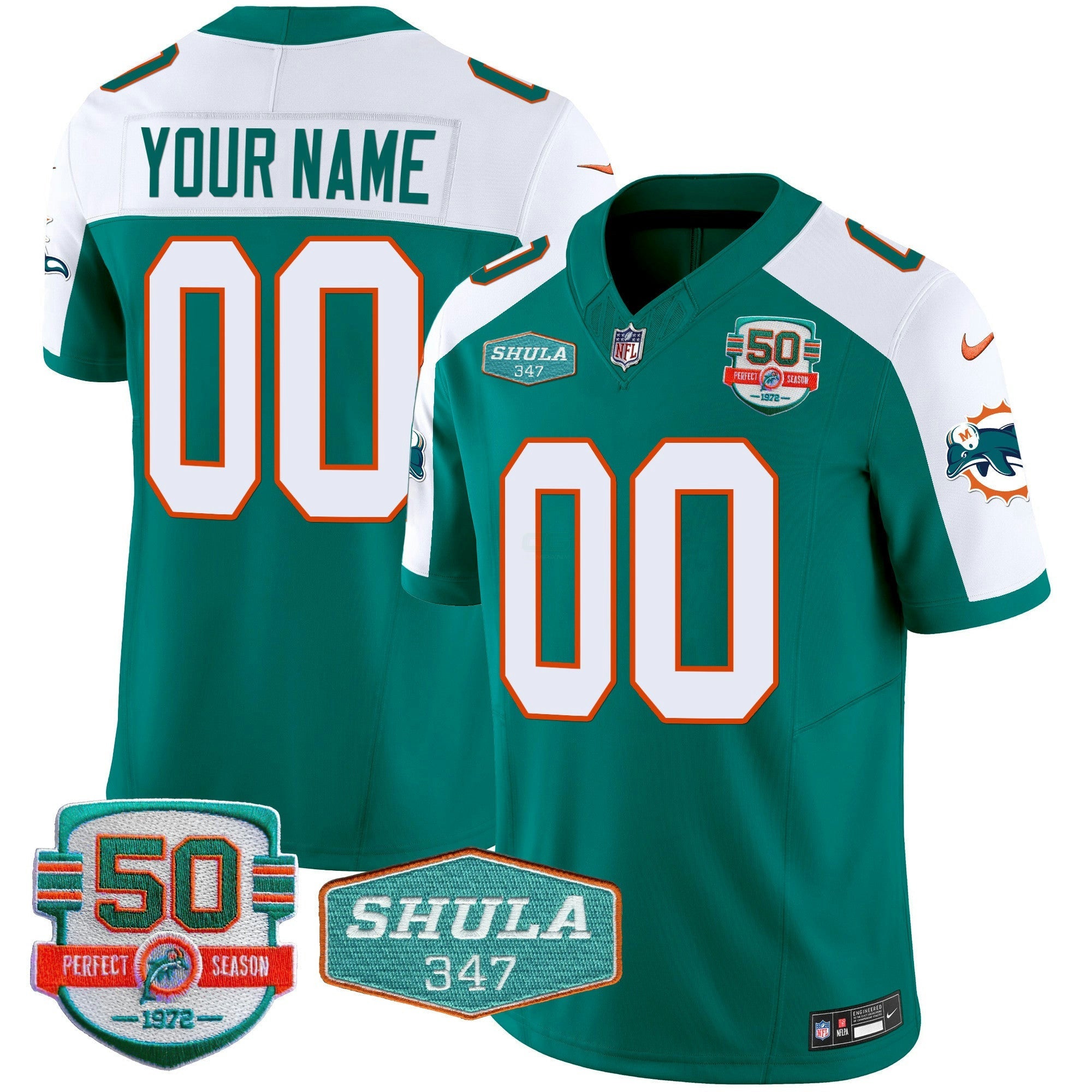 Camisa NFL Throwback Shula 347 Patch Vapor Jersey